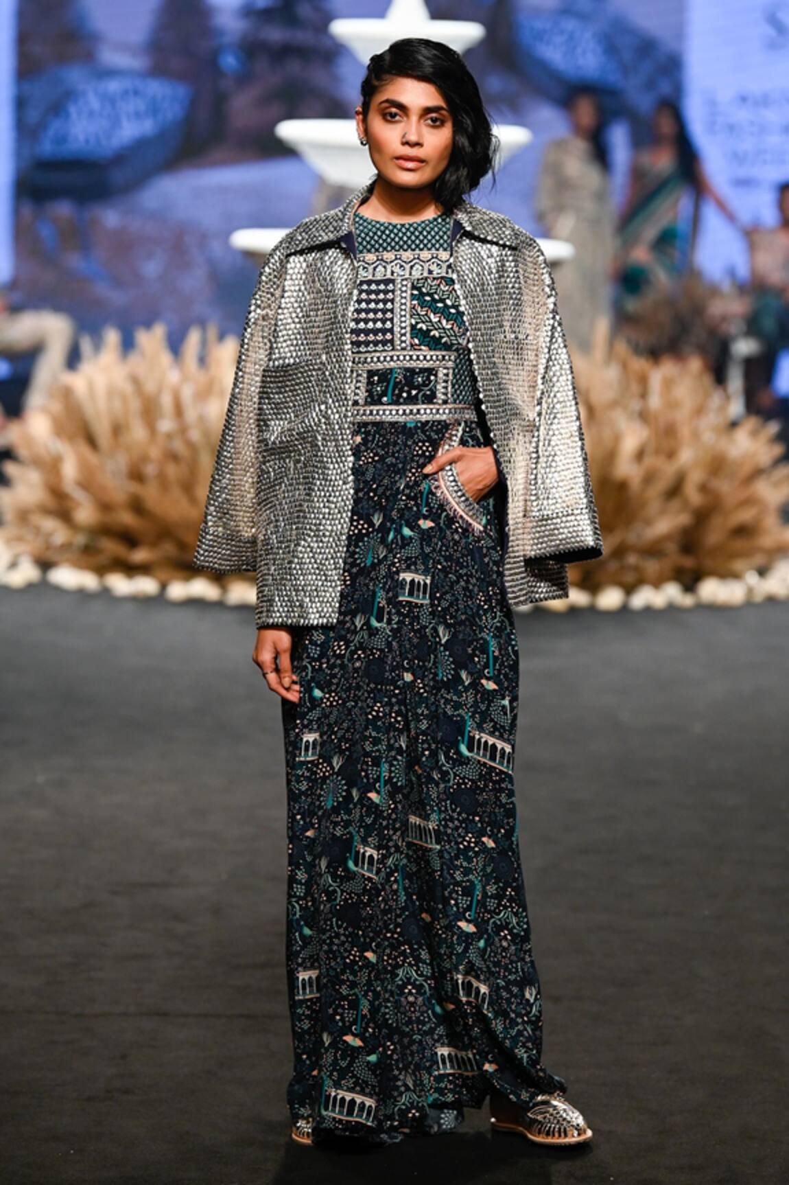 SVA by Sonam & Paras Modi Printed Jumpsuit With Bomber Jacket