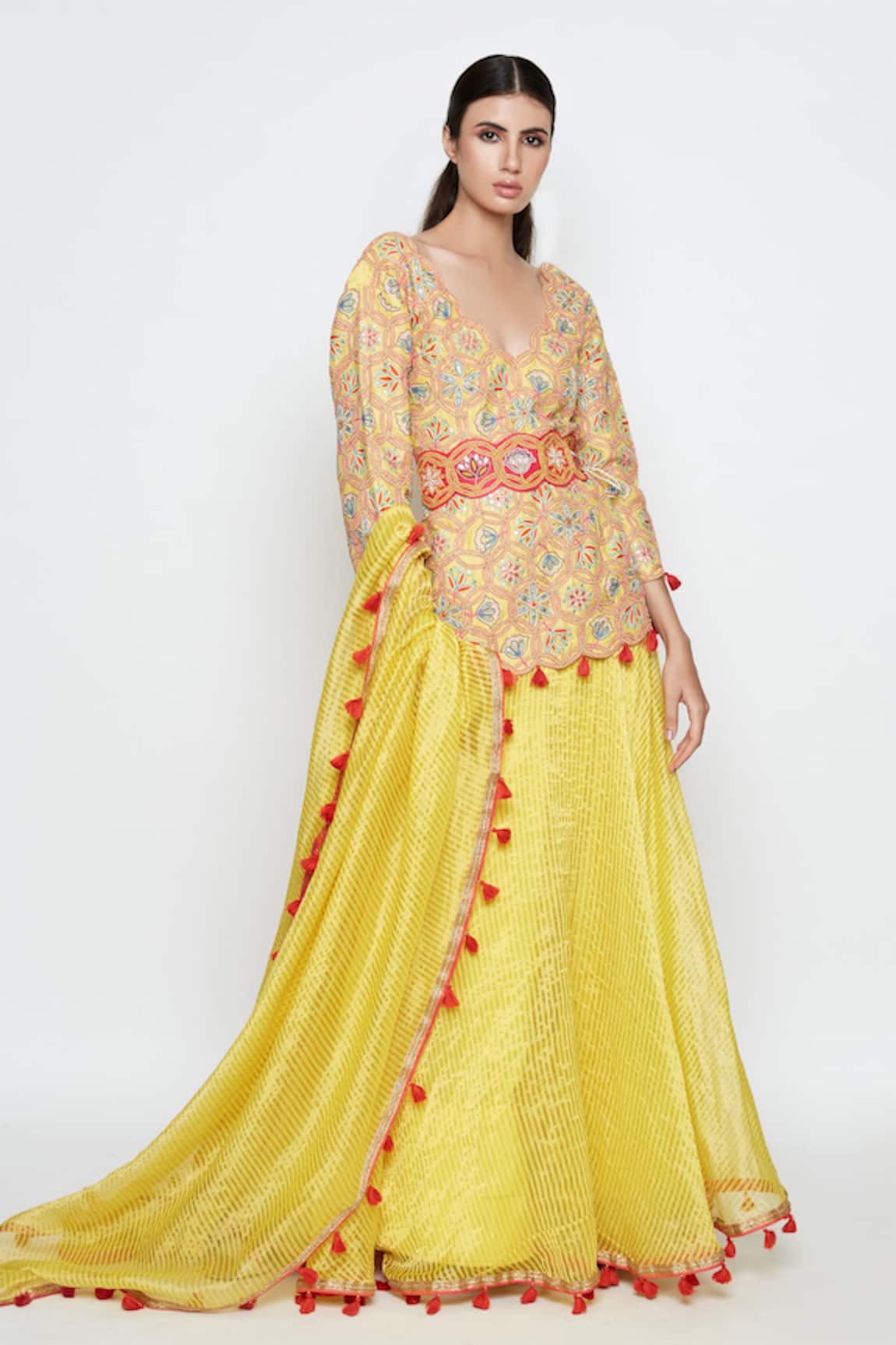 Swati Vijaivargie Embroidered Silk Kurta Lehenga Set