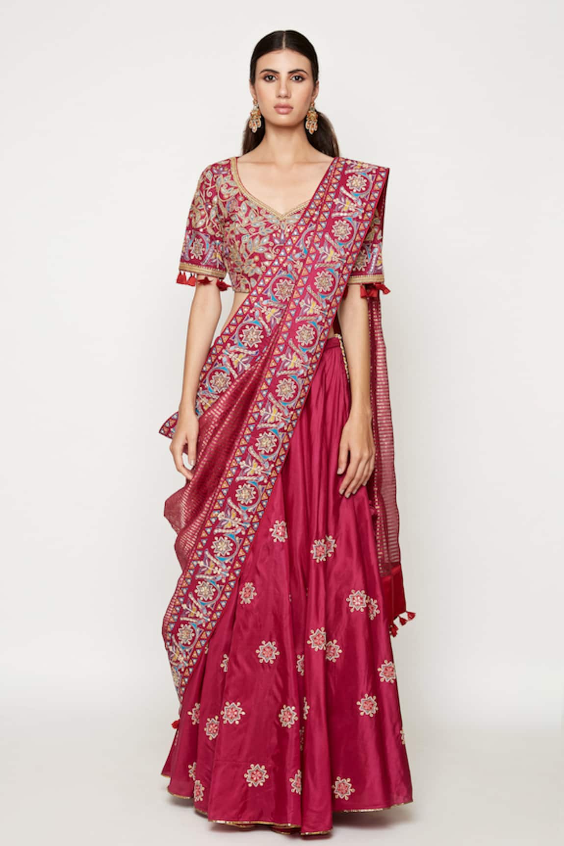 Swati Vijaivargie Embroidered Silk Bridal Lehenga Set 