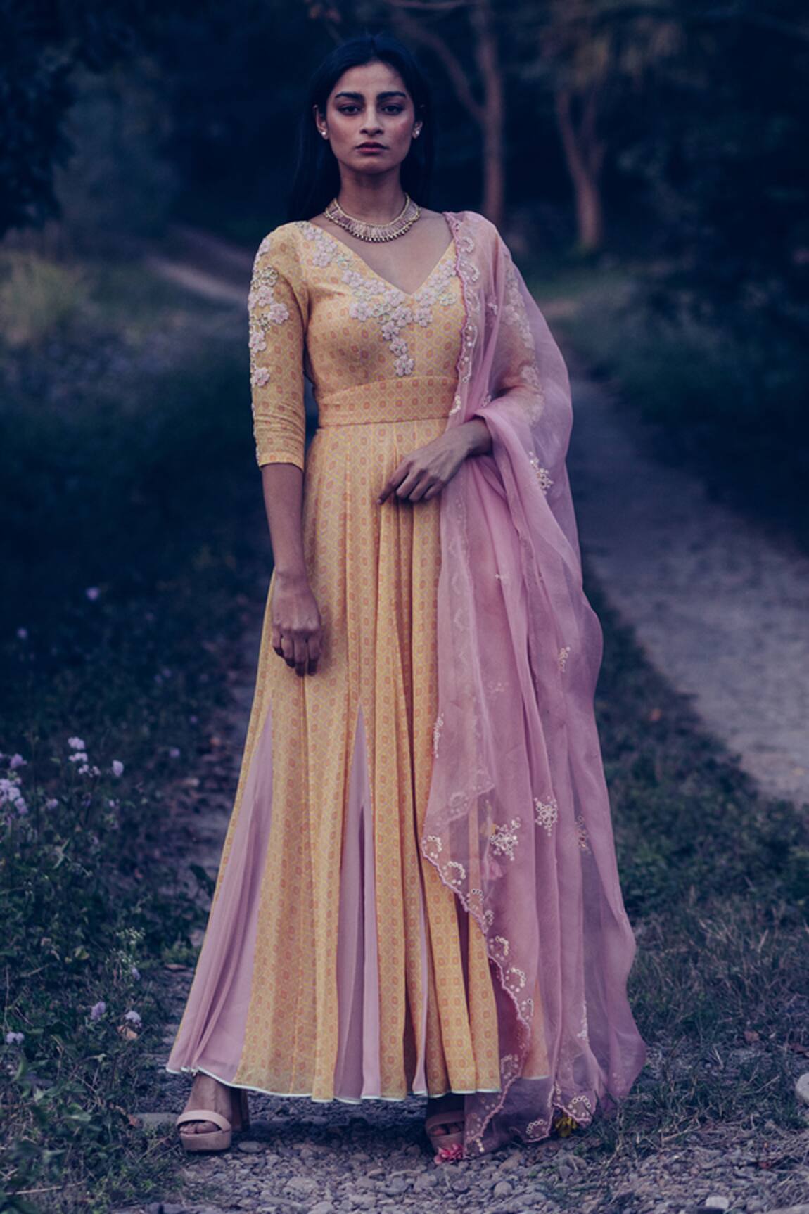 Madzin Hand Embroidered Anarkali with Dupatta