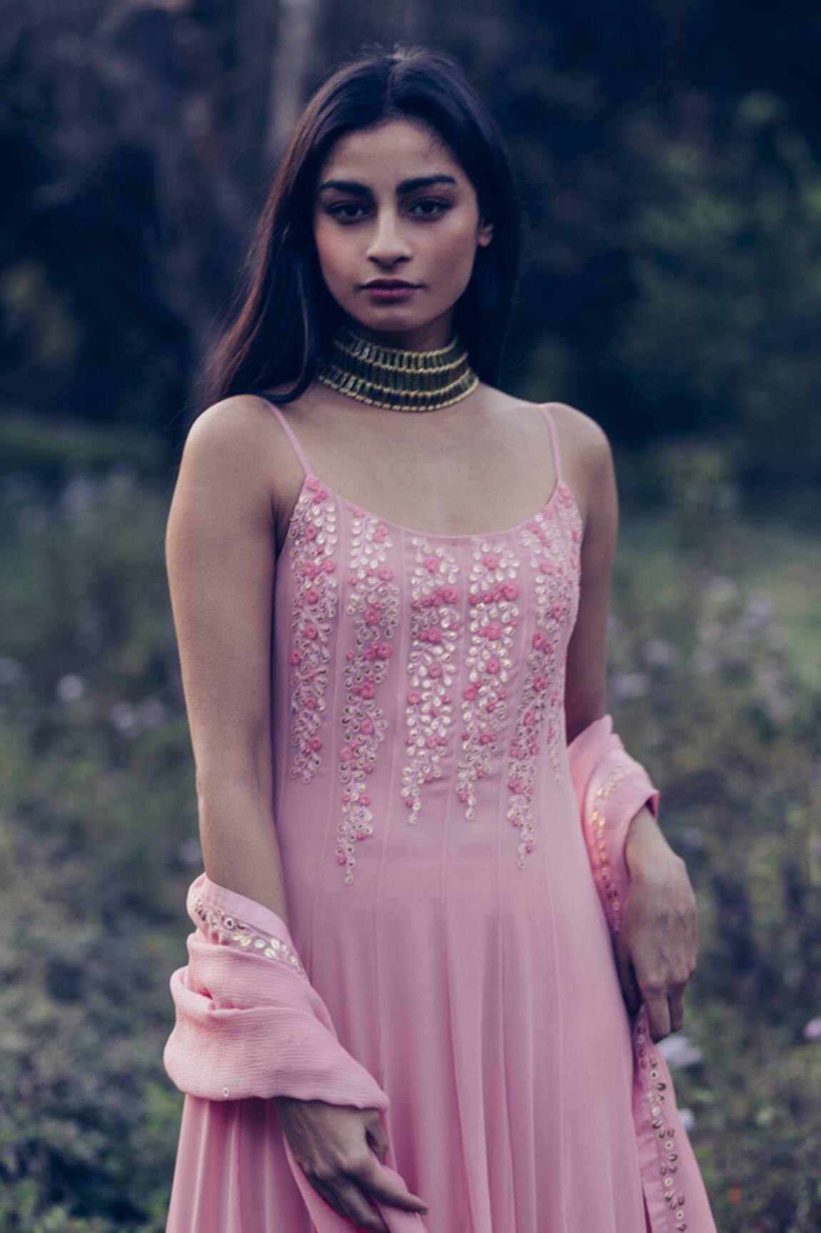 Madzin Embroidered Anarkali with Dupatta