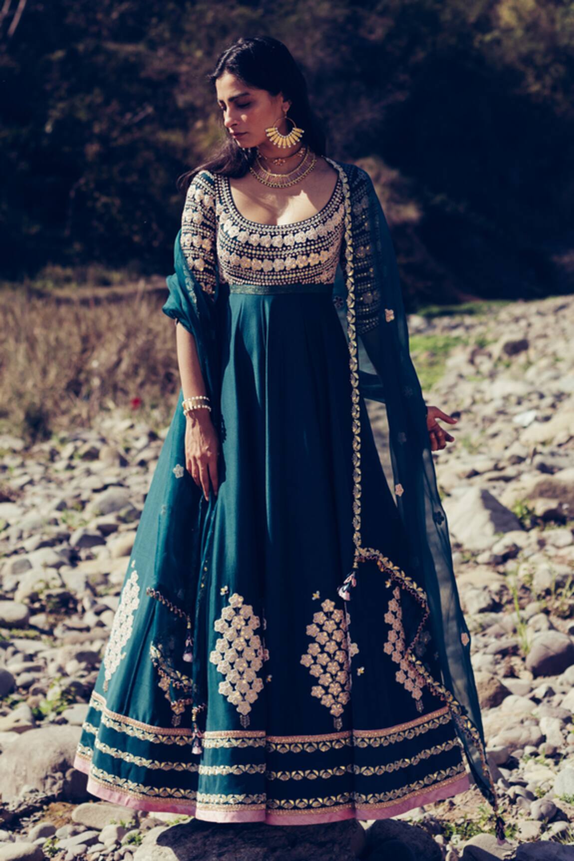 Madzin Hand Embroidered Anarkali with Dupatta