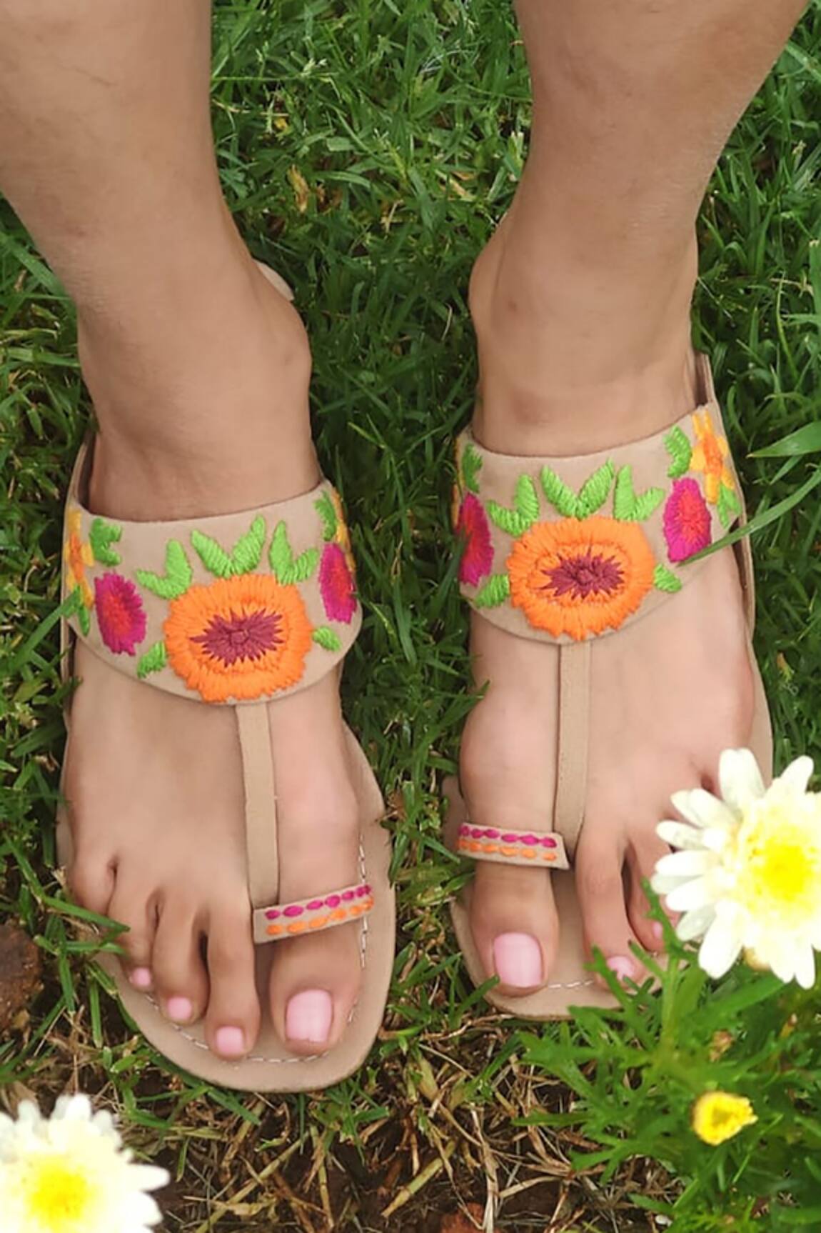 Sandalwali Floral Suedette Sandals