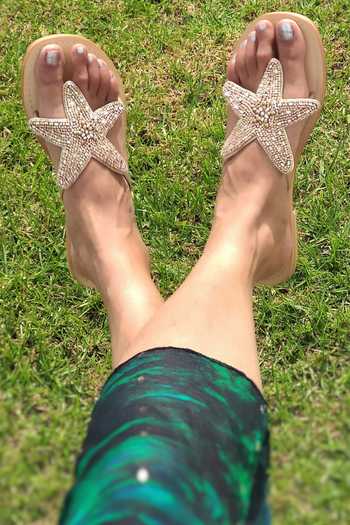 Sandalwali Embroidered Bead Starfish Sandals 