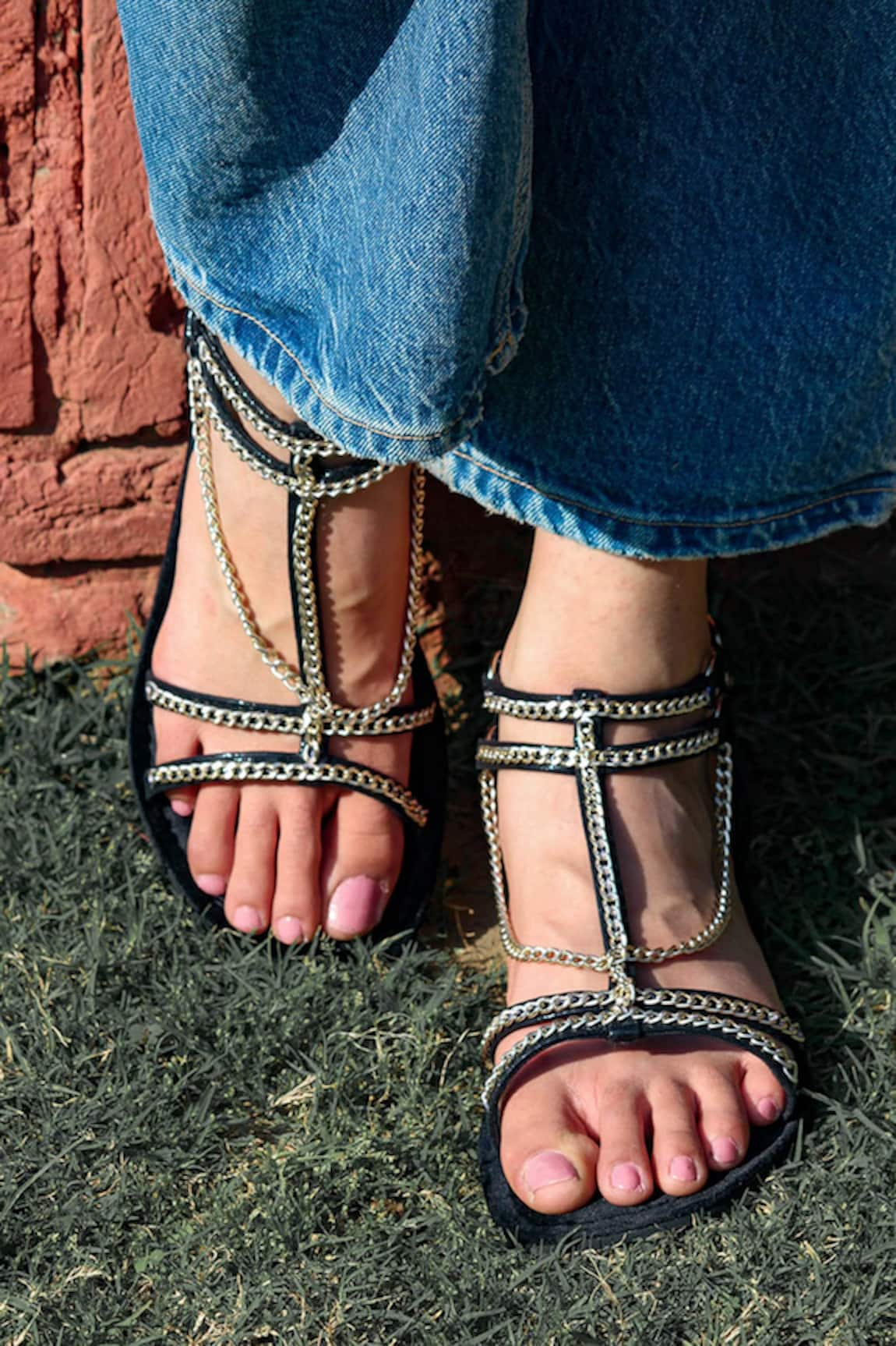 Sandalwali Sophie Strappy Chain Sandal