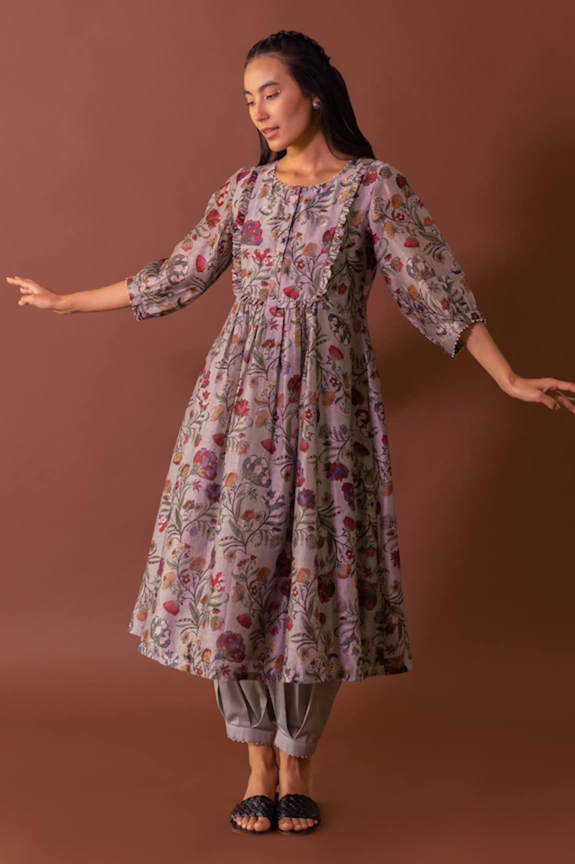 Khamaj India Sweven Floral Print Kurta & Pant Set