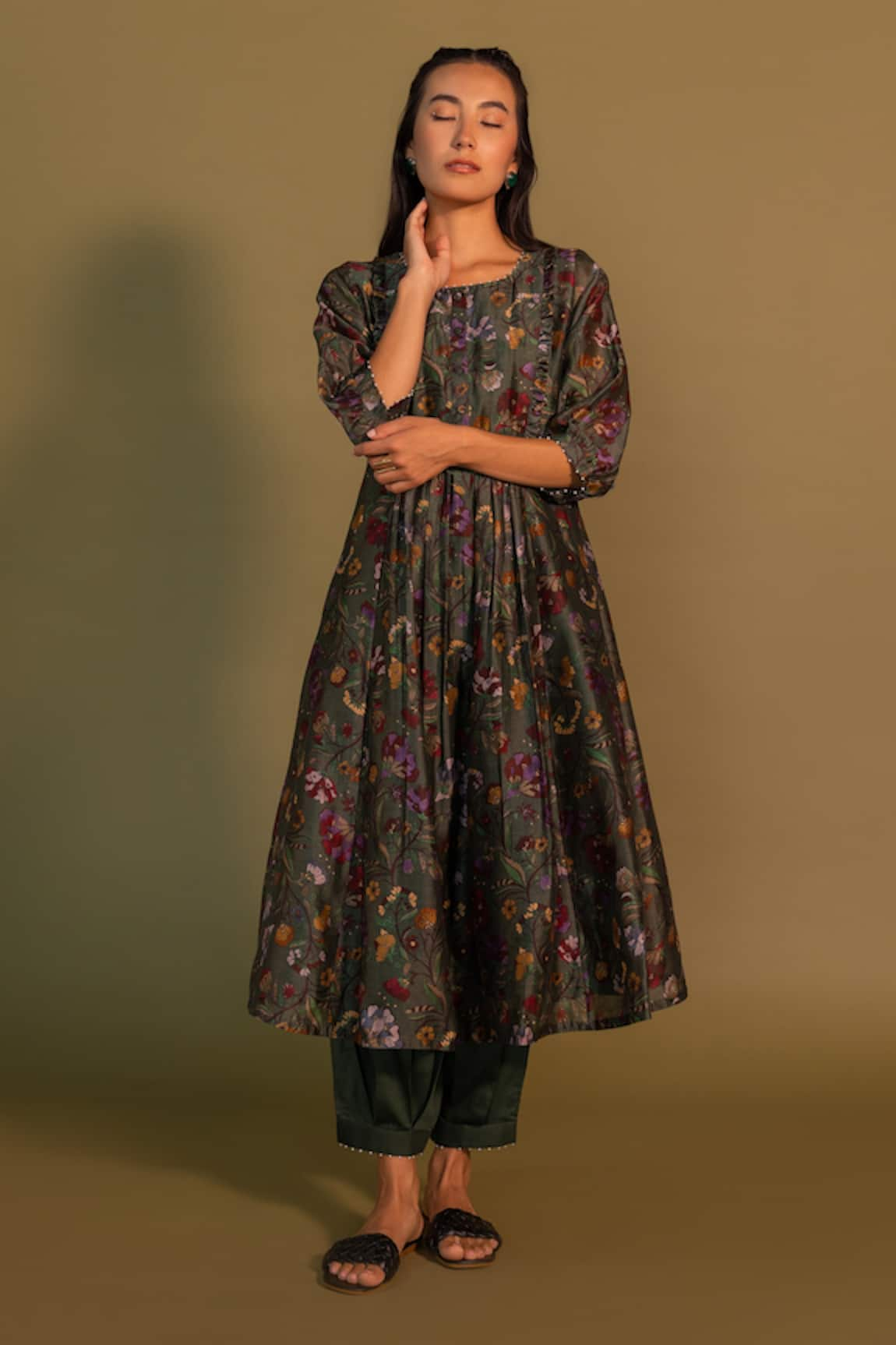 Khamaj India Sweven Floral Print Kurta & Pant Set