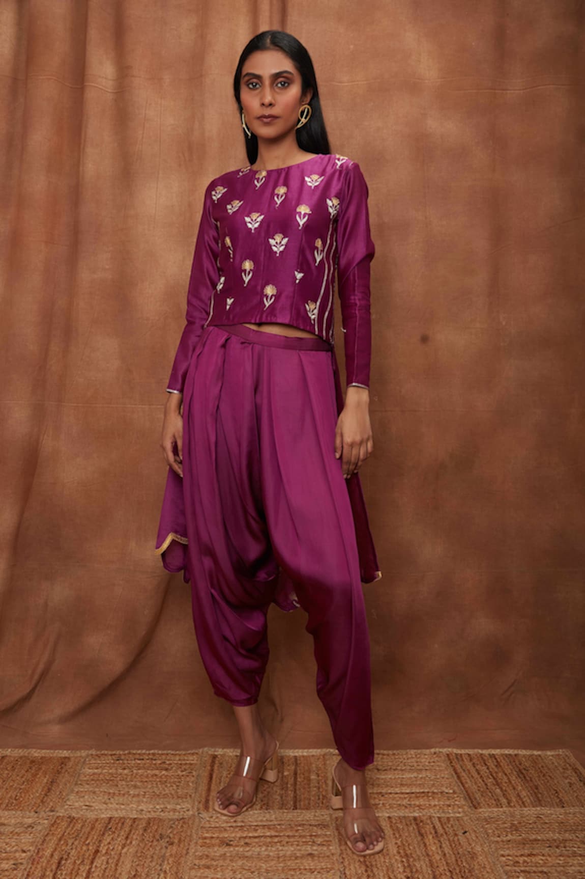 Jajobaa Draped Dhoti Pant With Asymmetric Top