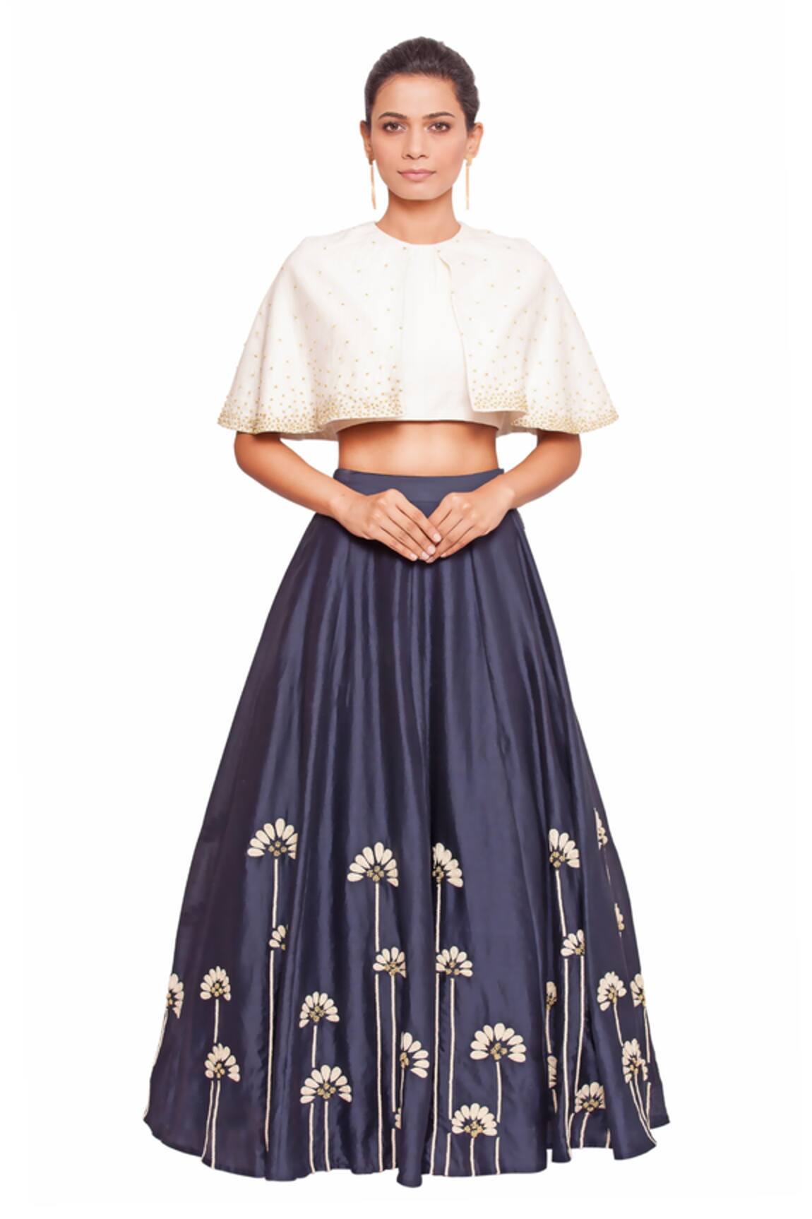 Salt And Spring Cape Blouse & Embroidered Skirt Set