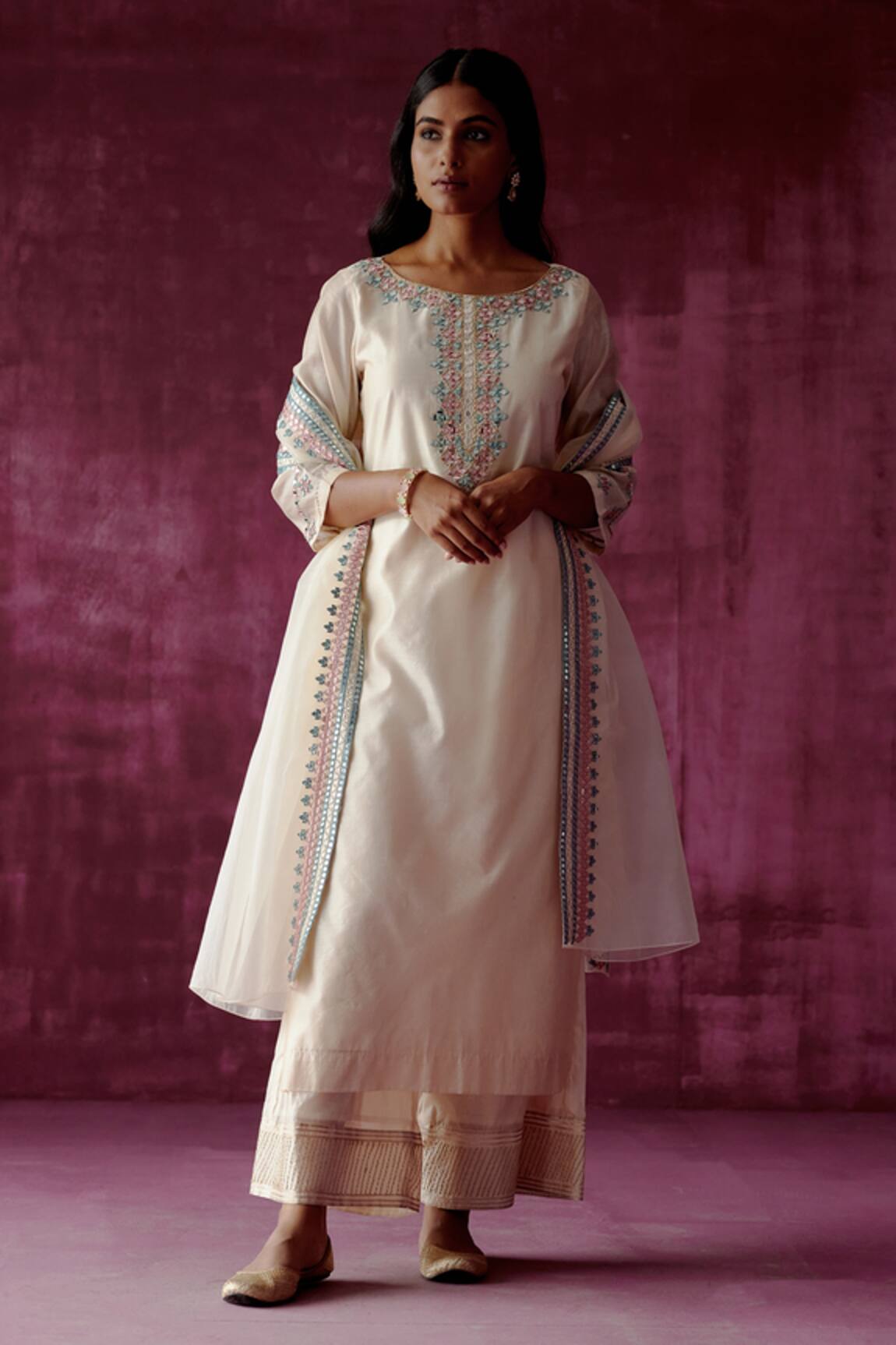 Pouli Pret Chanderi Kurta Pant Set 