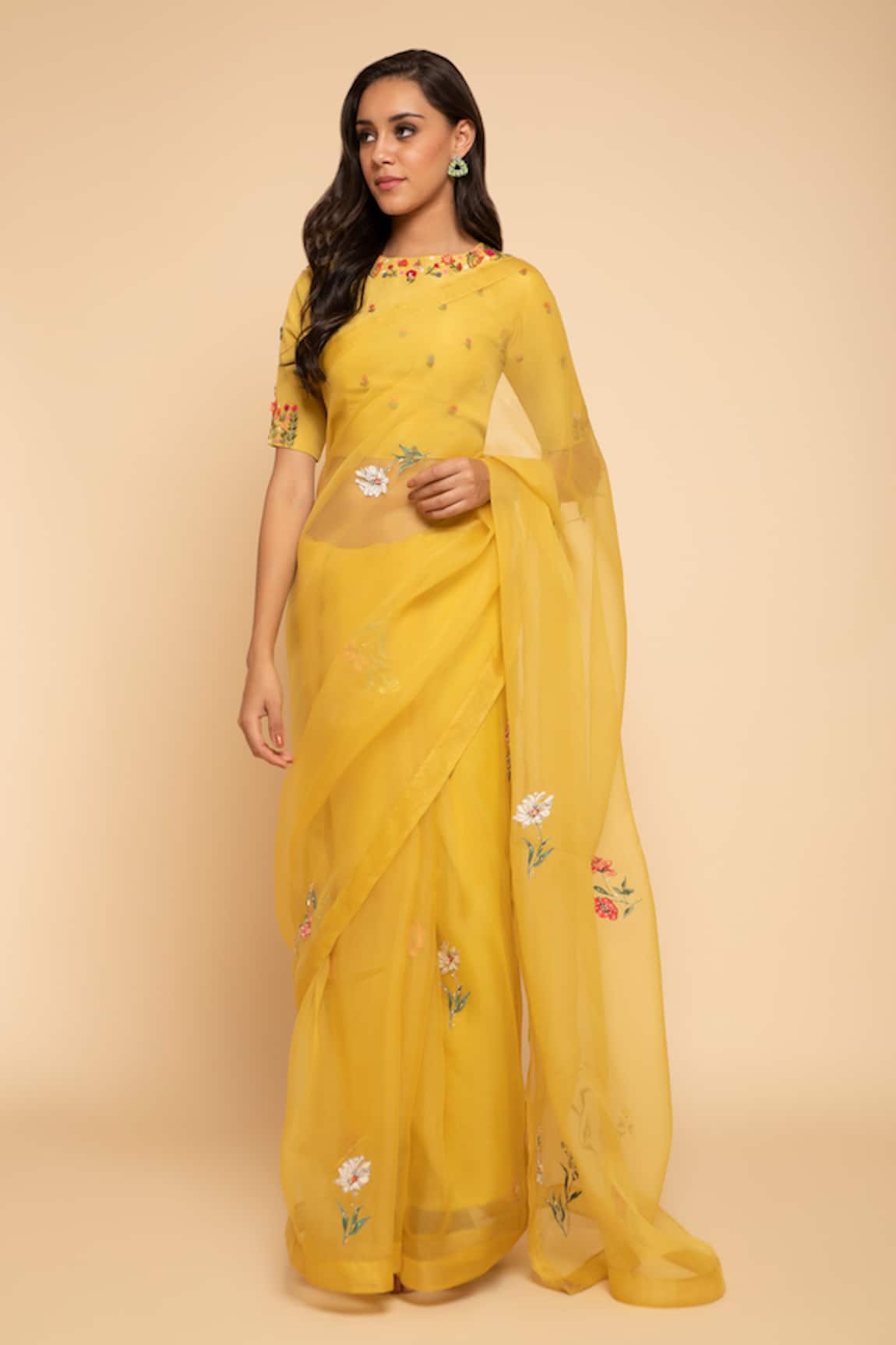 Begum Pret Embroidered Organza Saree with Blouse