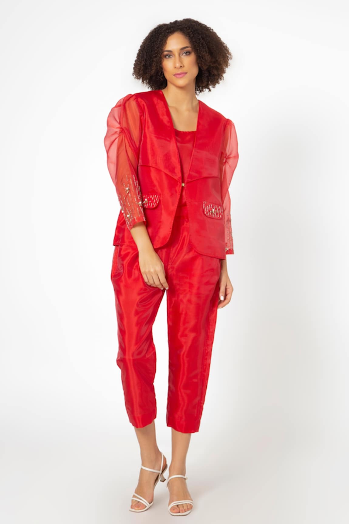 House of THL Mabel Puffed Sleeve Jacket & Pant Set