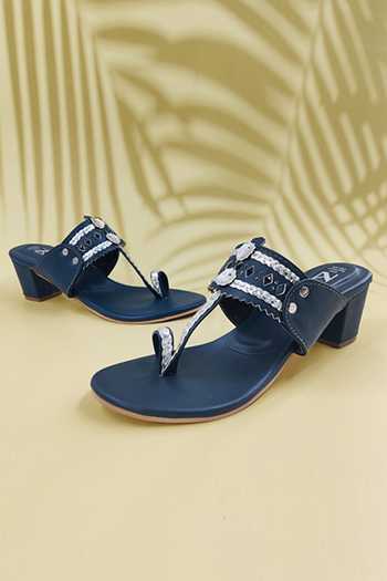 The Madras Trunk Cutwork Kolhapuri Block Heels 