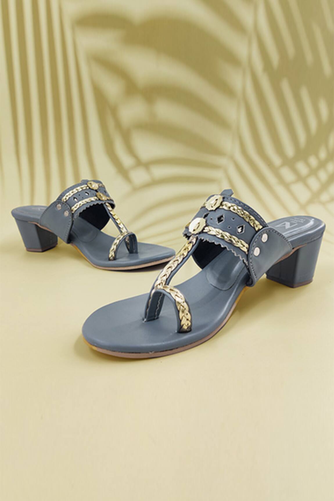 The Madras Trunk Cutwork Kolhapuri Block Heels 