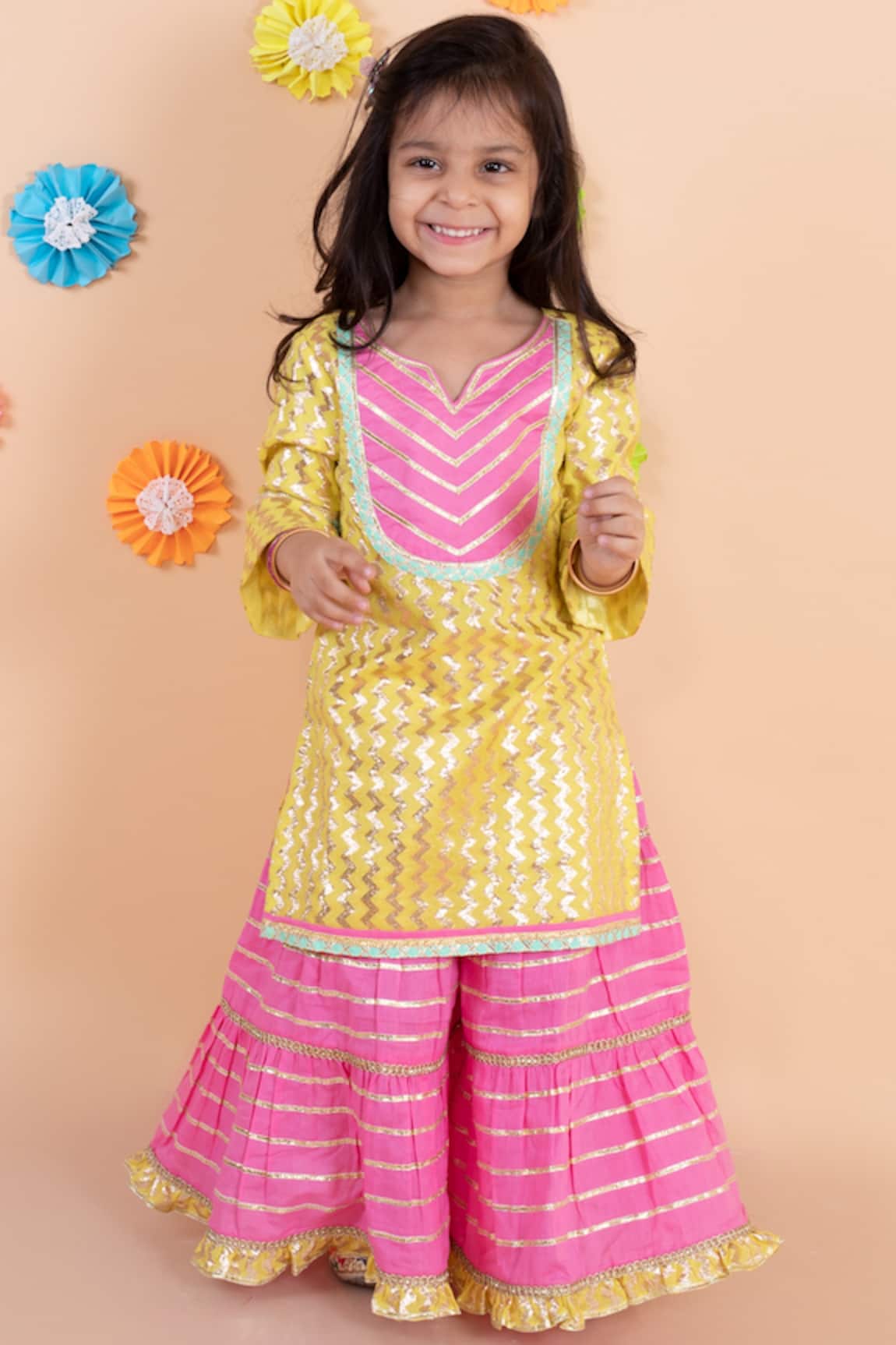 Tiny Pants Gota Patti Embroidered Kurta & Sharara Set