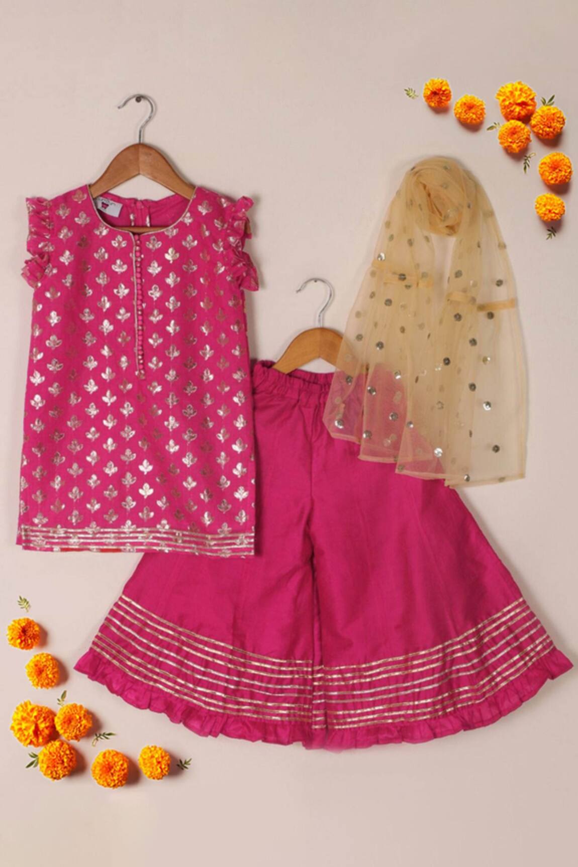 The Plum Bum Silk Chanderi Kurta Sharara Set 