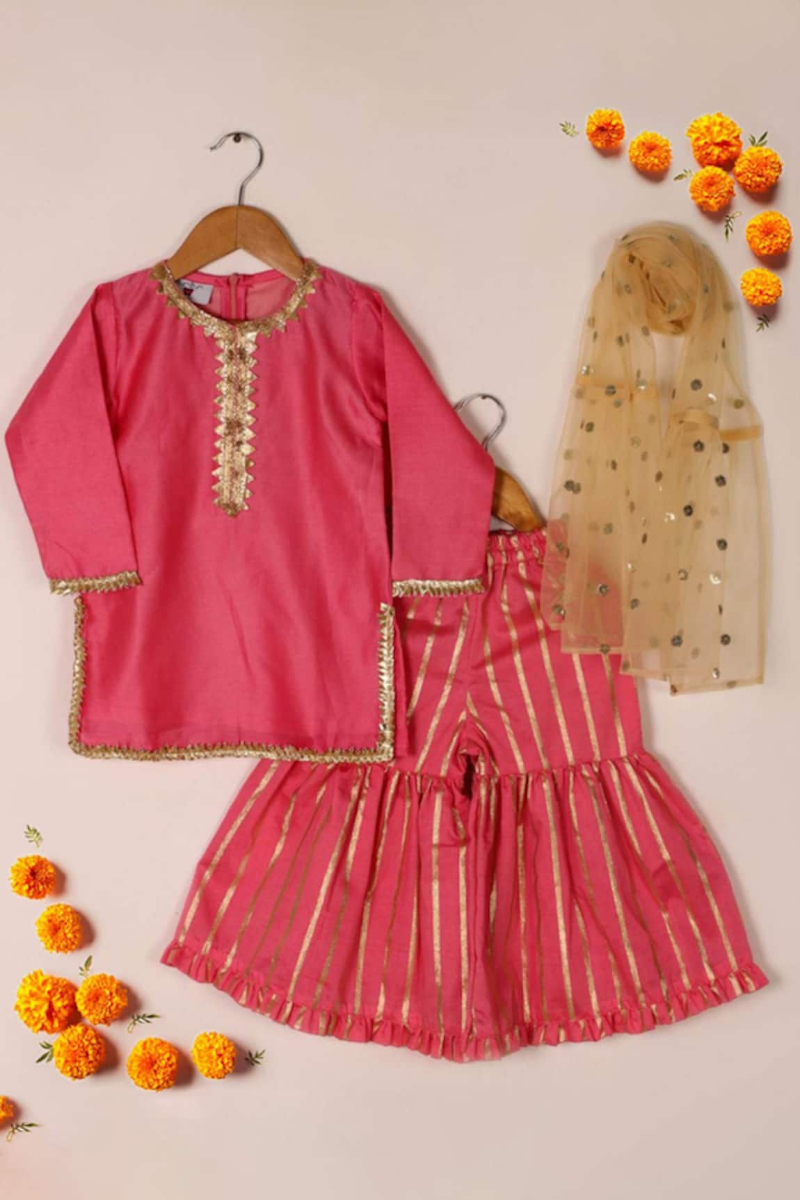 The Plum Bum Gota Work Kurta Sharara Set 