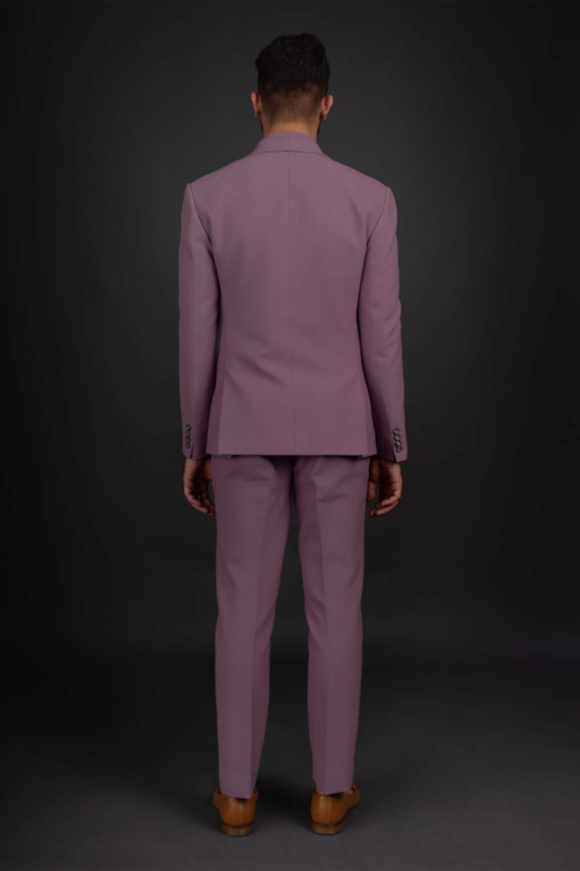 Buy Lilac Mid Rise Slim Fit Trousers for Men