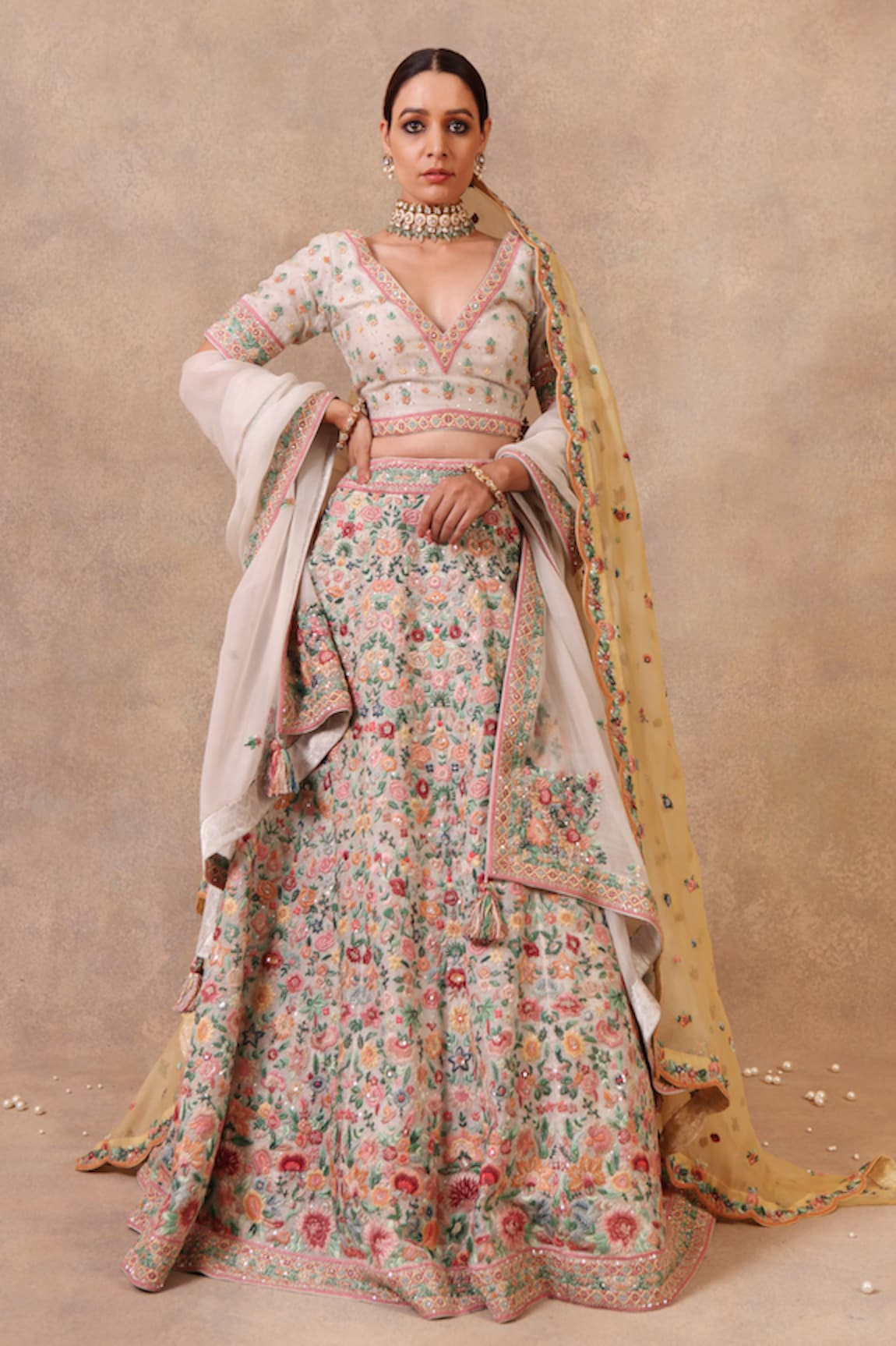 Trisvaraa Silk Organza Bridal Lehenga Set