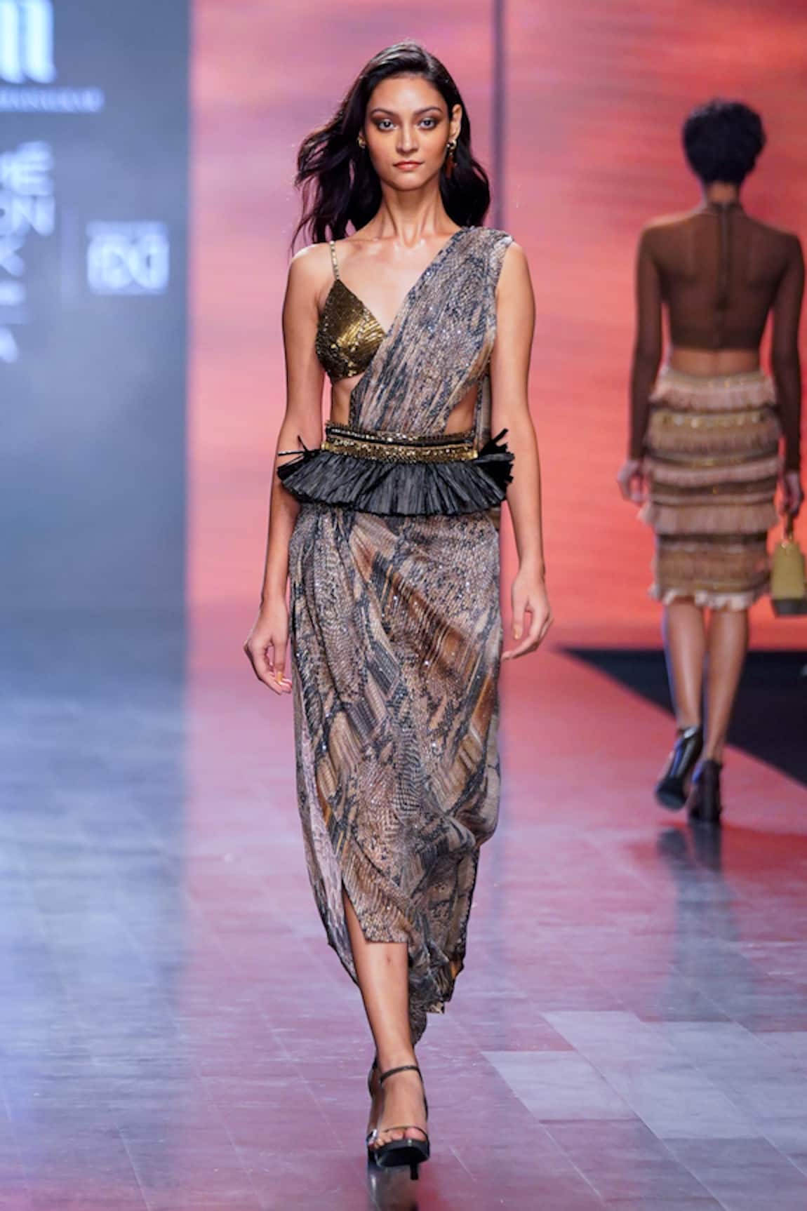 Nikita Mhaisalkar Python Print Pre-Draped Saree 