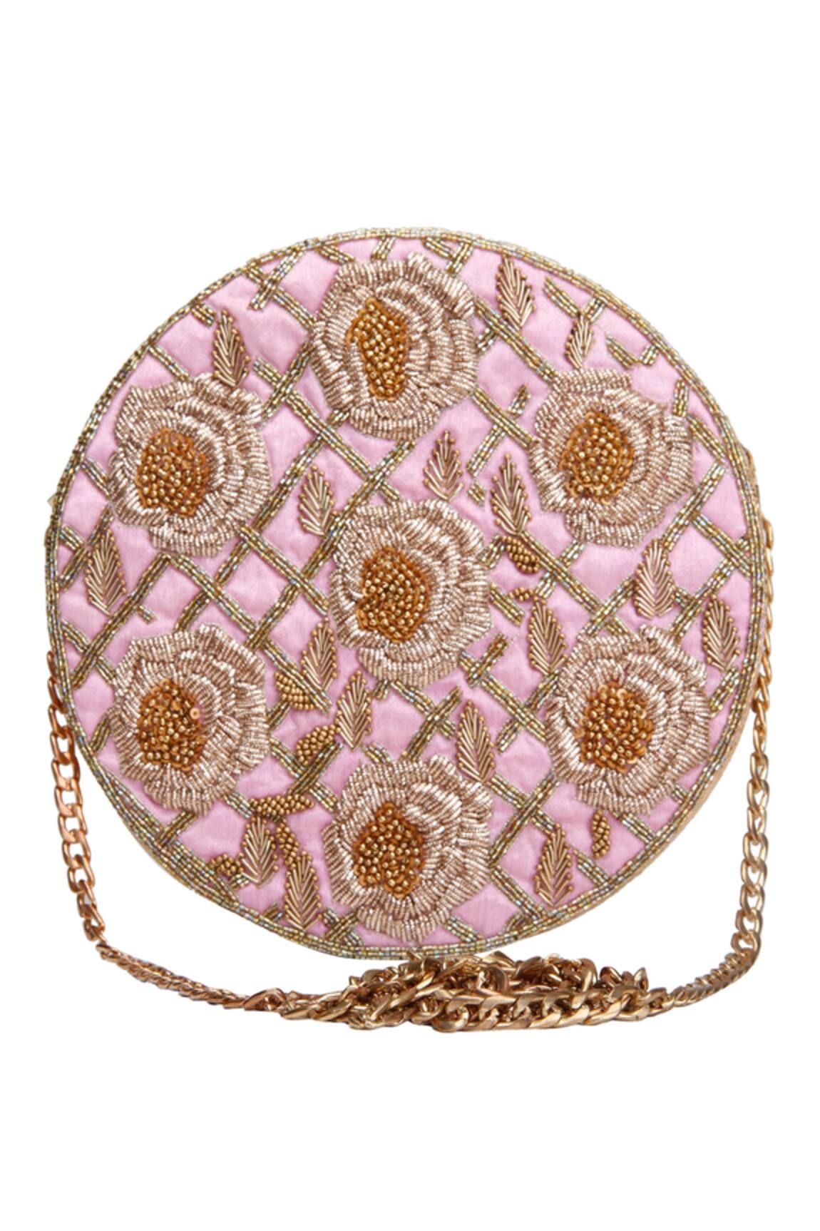 The Purple Sack Embroidered Circular Bag With Sling