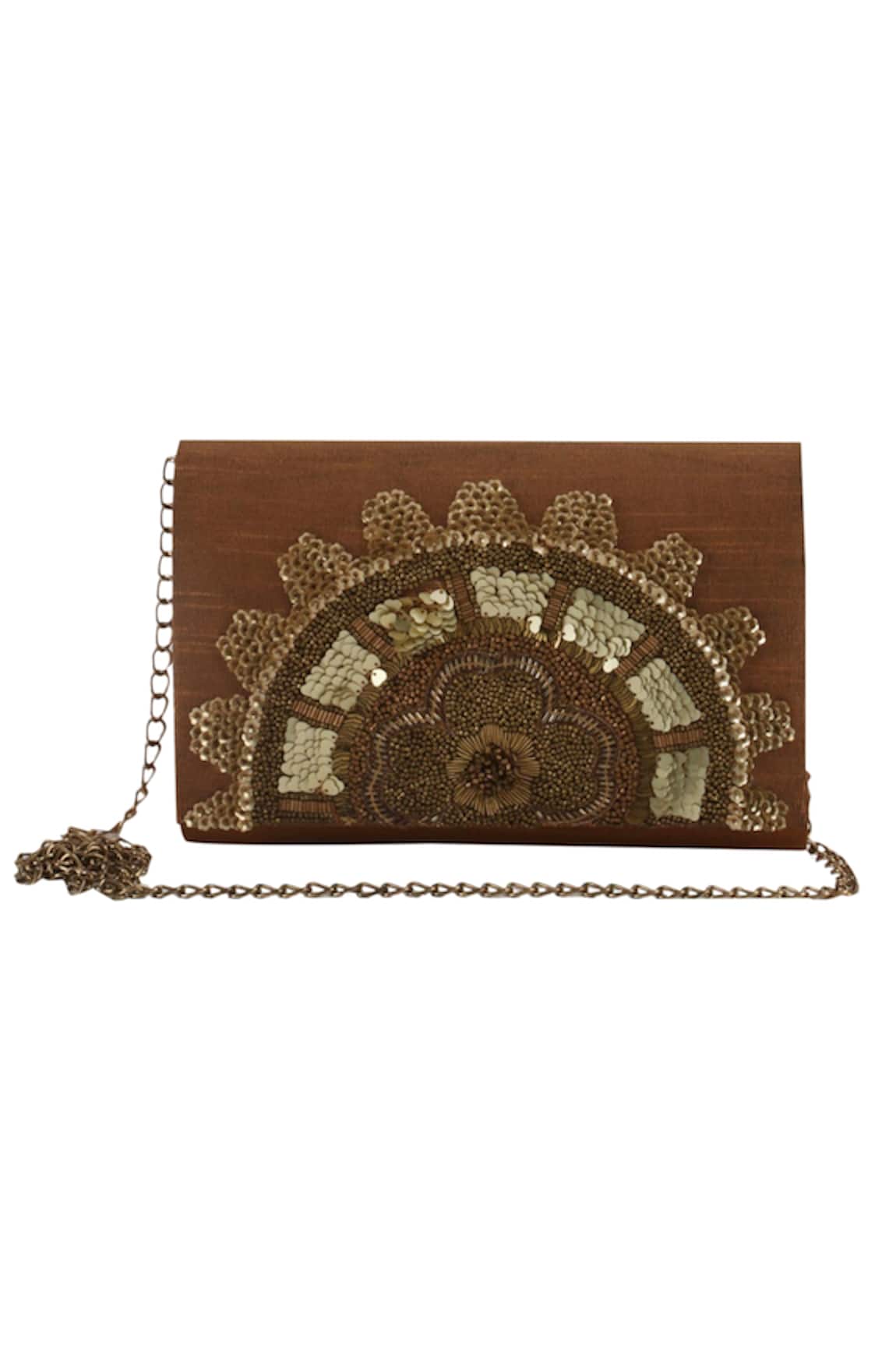 The Purple Sack Embroidered Flap Clutch With Sling 