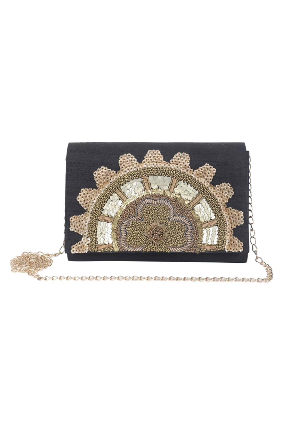 The Purple Sack Embroidered Flap Clutch With Sling 