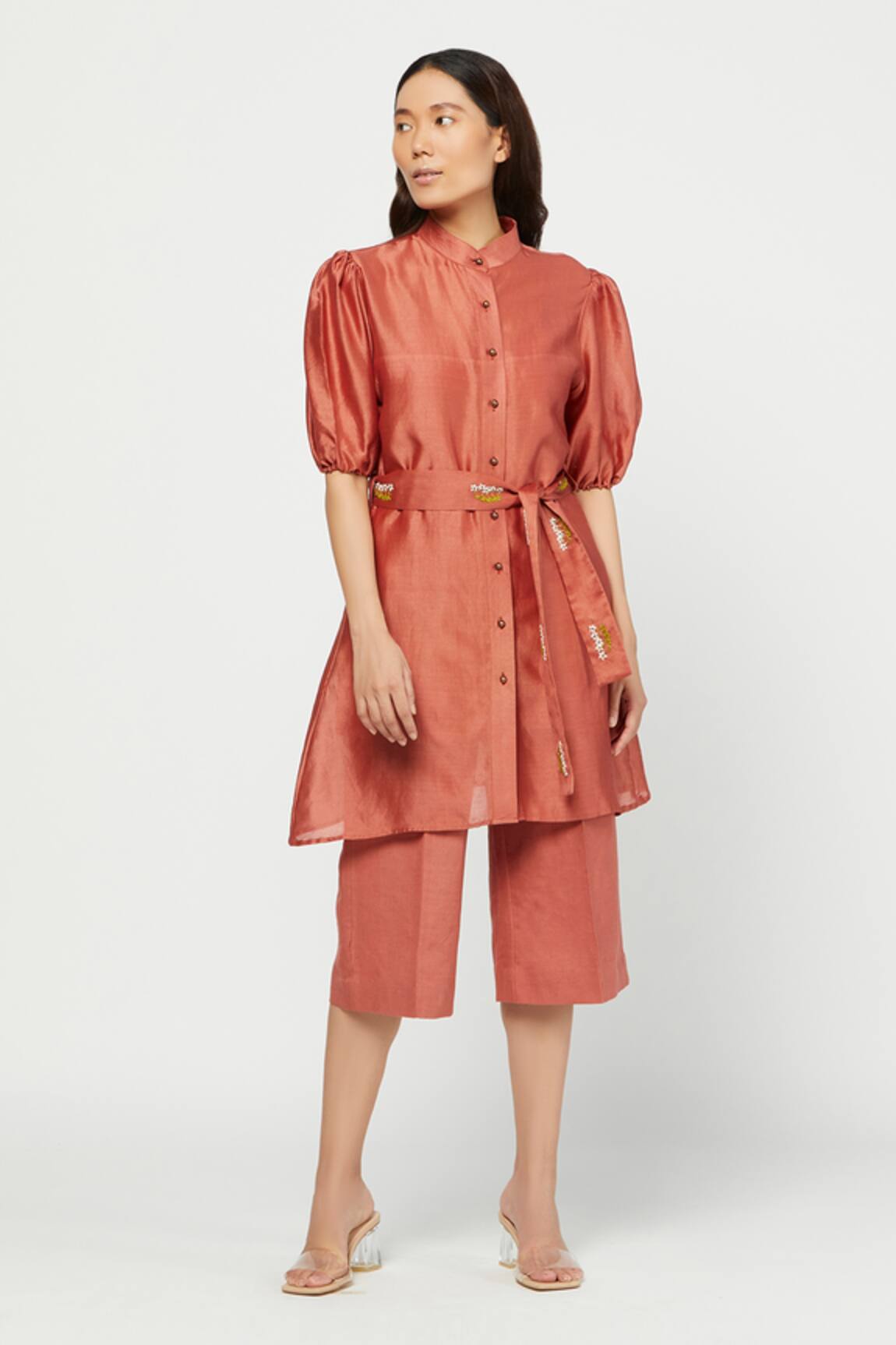 Meadow Silk Chanderi Tunic & Linen Pant Set