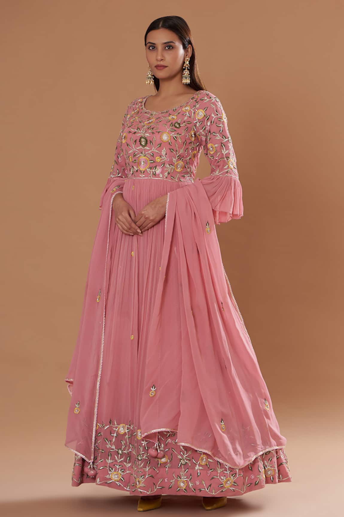 Two Sisters By Gyans Pleated Anarkali With Dupatta