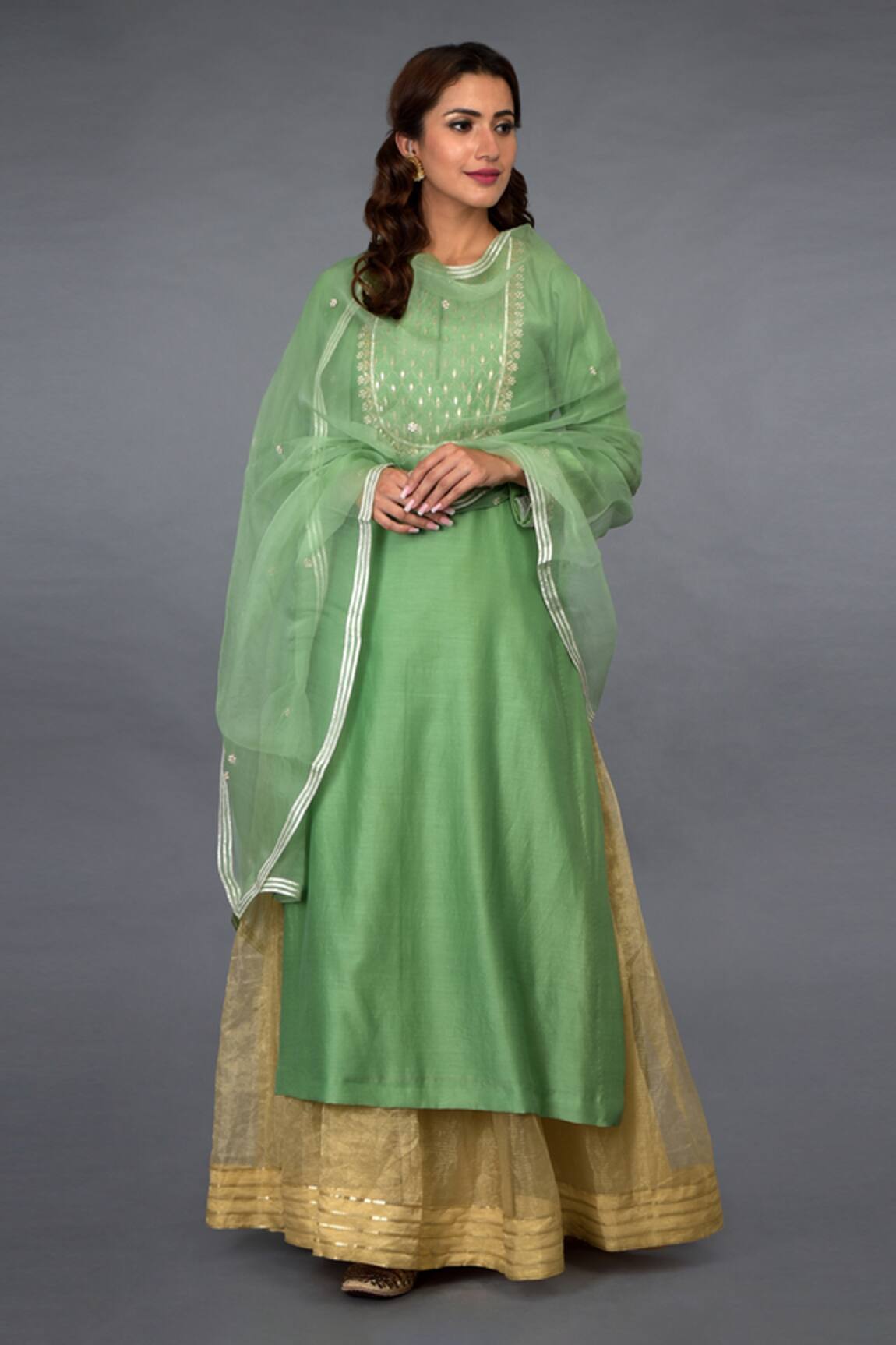 Talking Threads Chanderi Embroidered Kurta Set