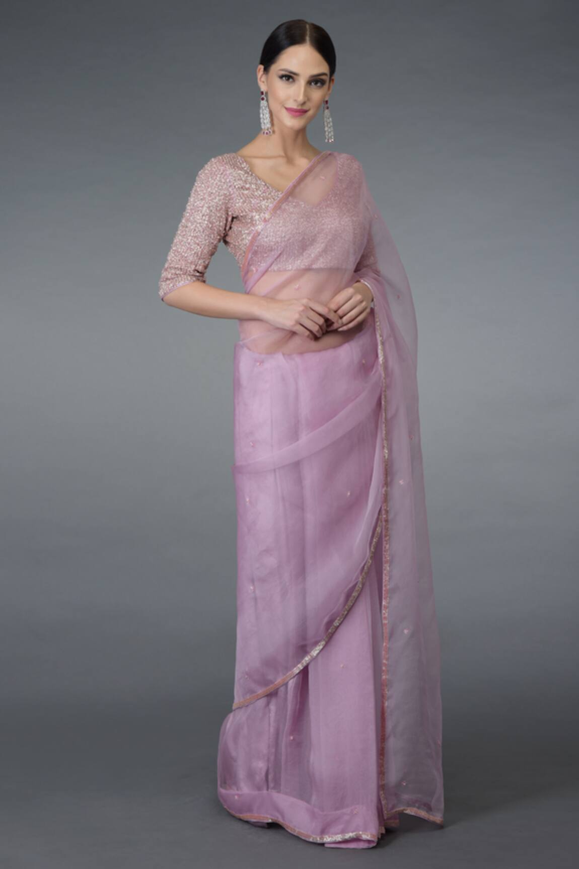 Talking Threads Embellished Saree Set 