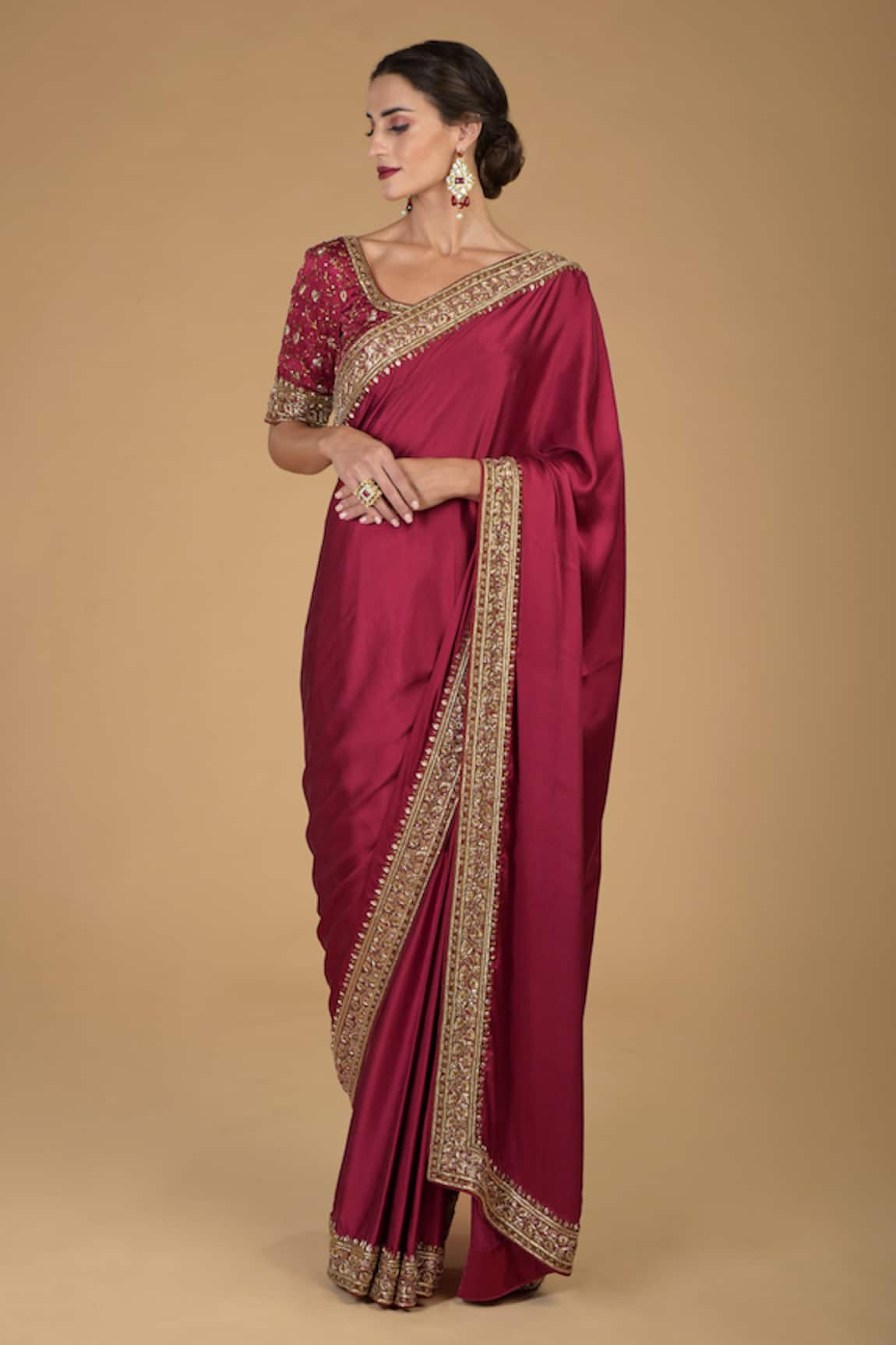 Talking Threads Zardozi Embroidered Saree with Blouse