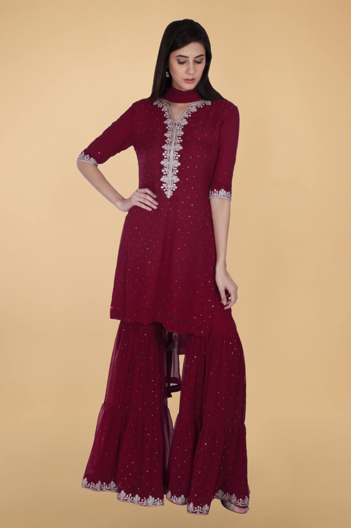 Talking Threads Embroidered Kurta Gharara Set