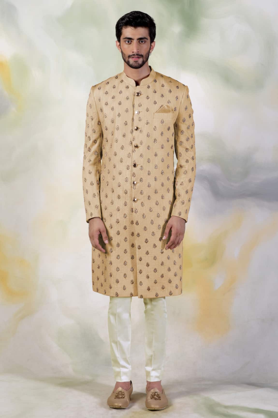Talking Threads Silk Embroidered Sherwani Set 