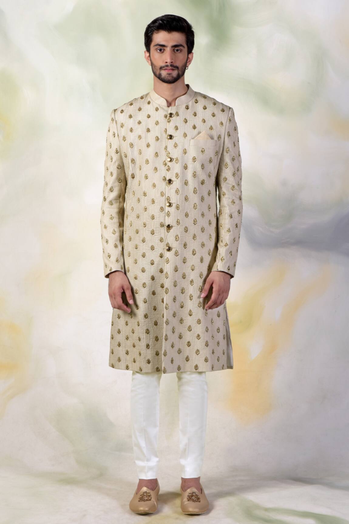 Talking Threads Silk Embroidered Sherwani Set 