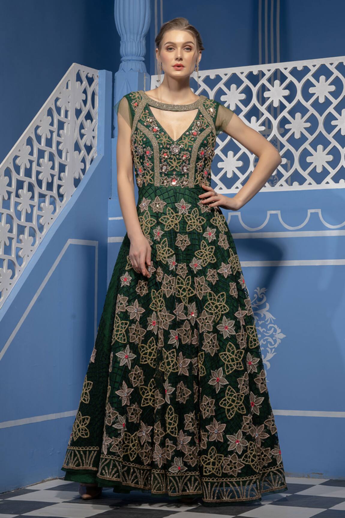 Tamaraa By Tahani Embroidered Gown 