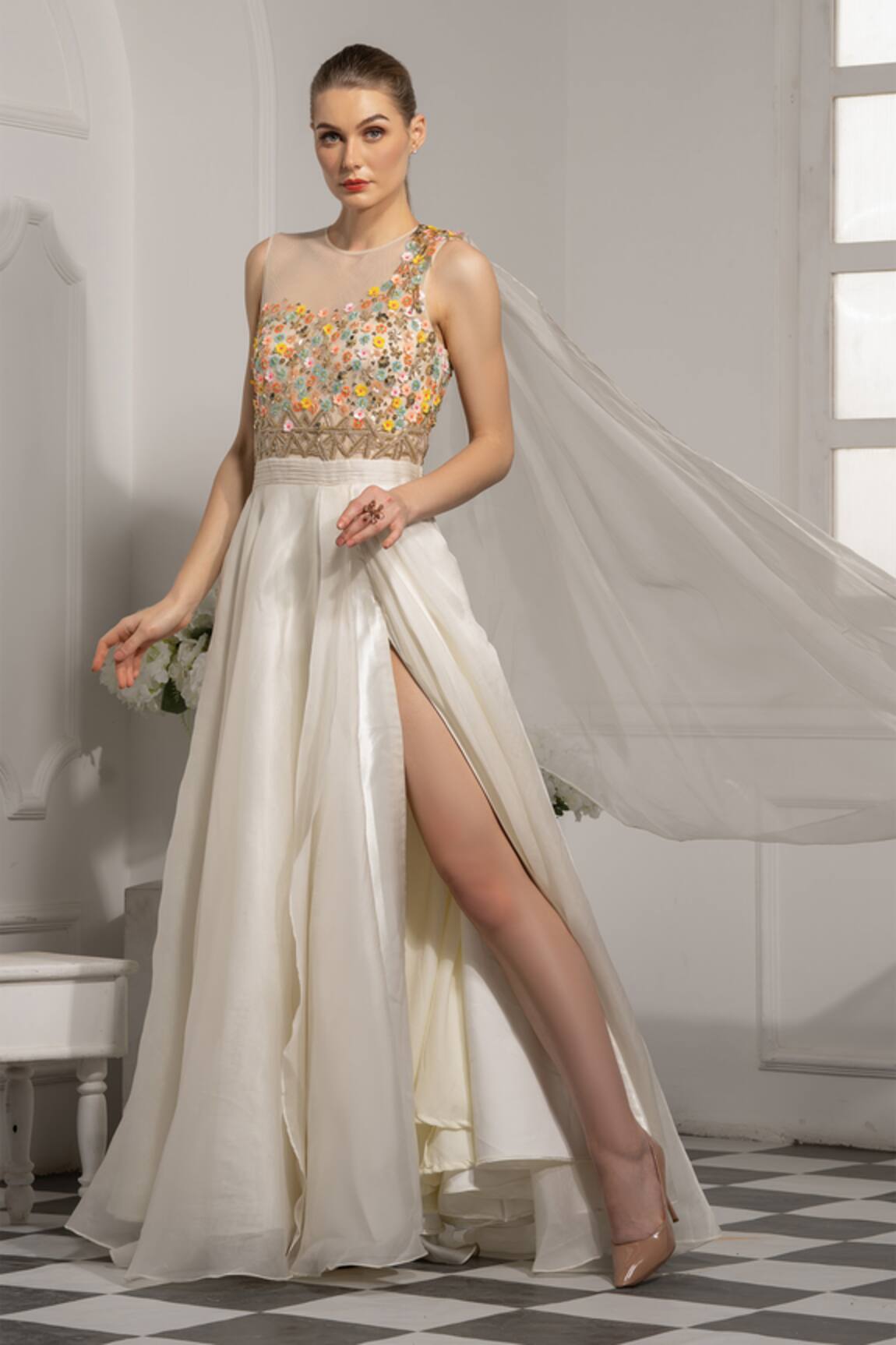 Tamaraa By Tahani Embroidered Gown 