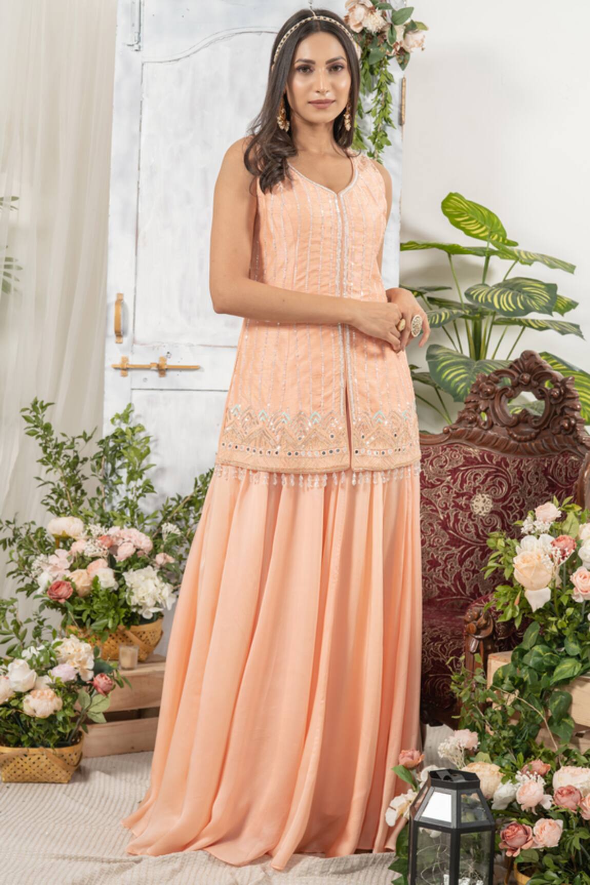 Tamaraa By Tahani Embroidered Kurta Lehenga Set 