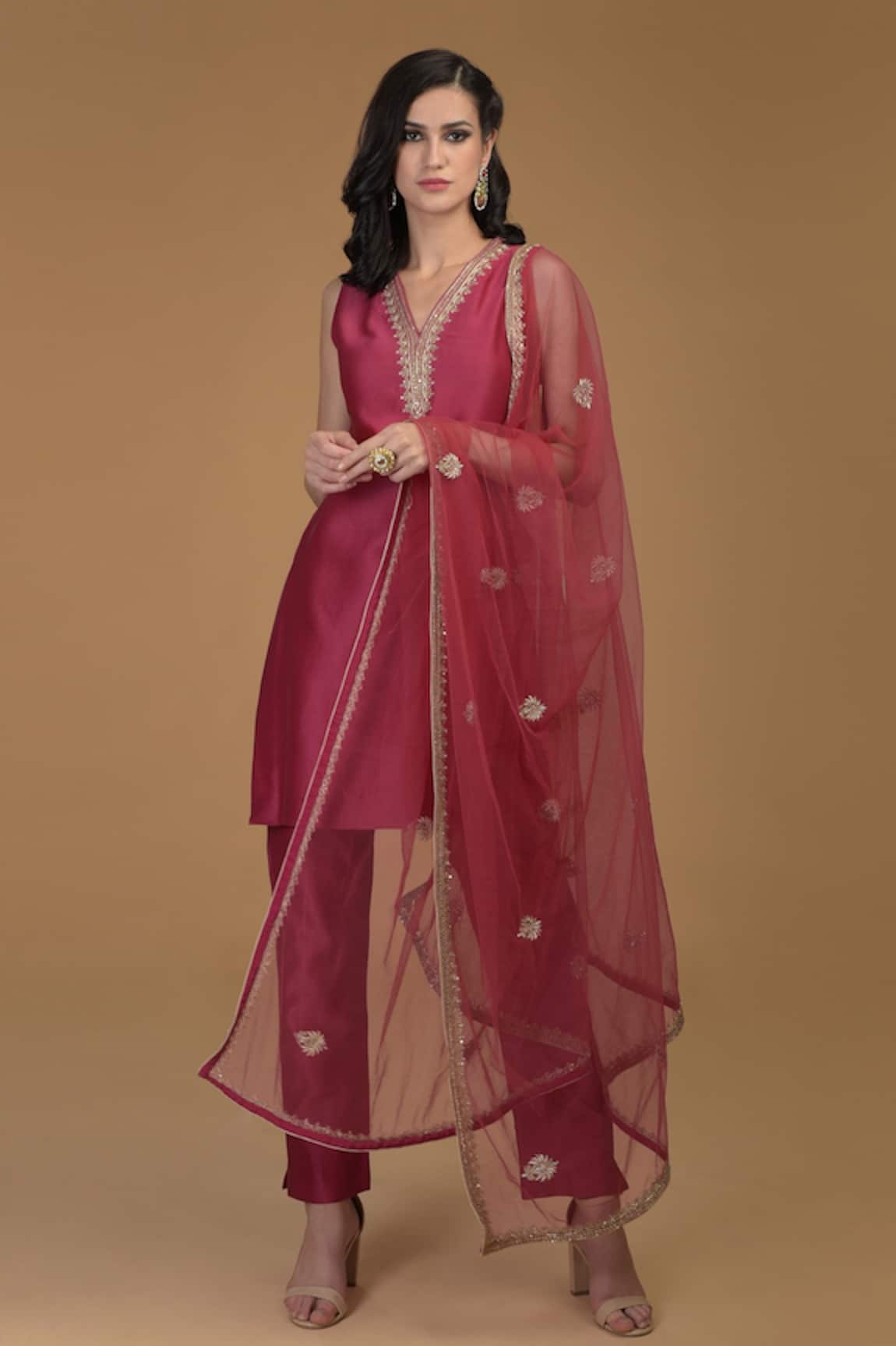 Talking Threads Chanderi Embroidered Kurta Set