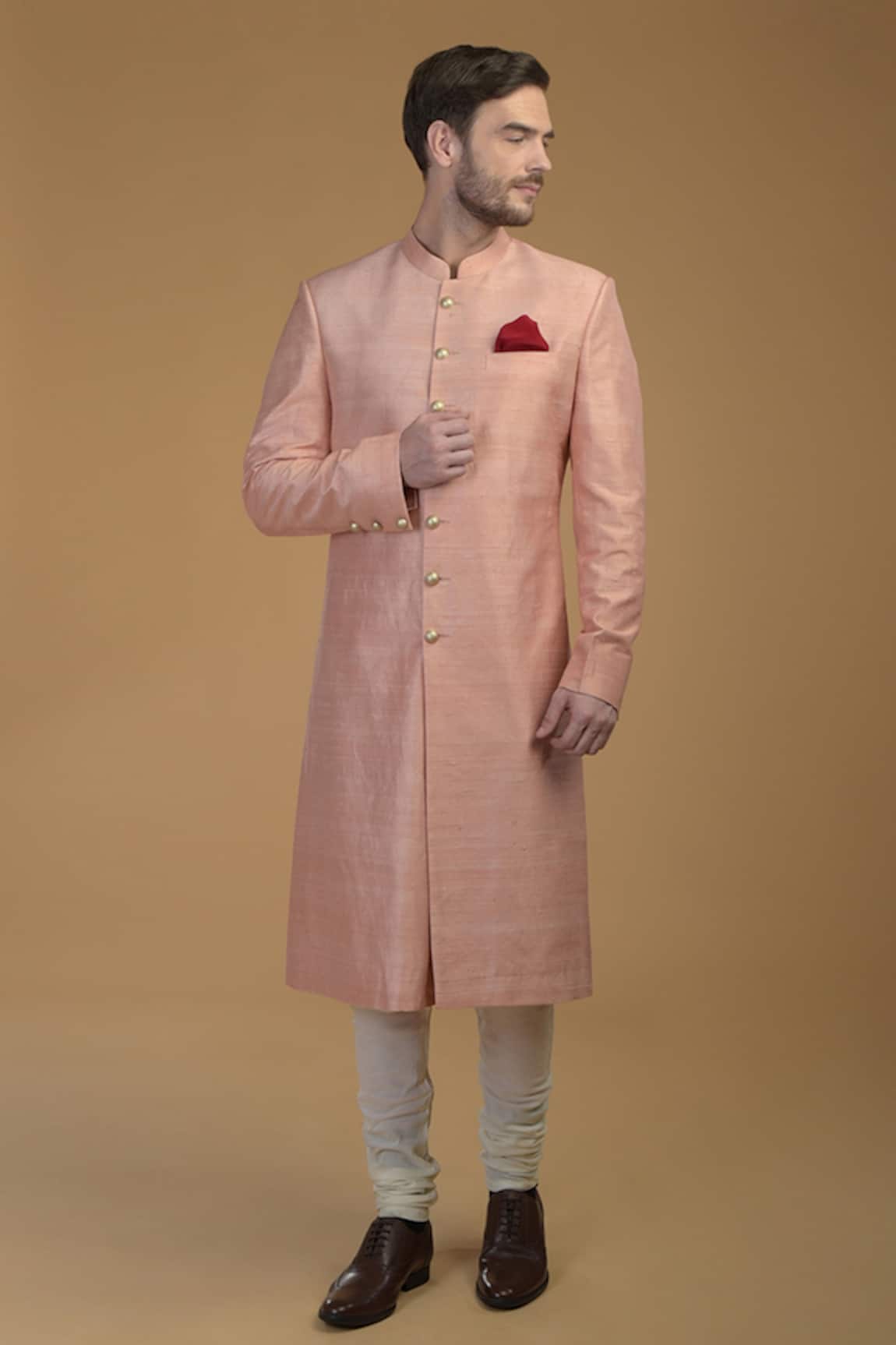 Talking Threads Raw Silk Sherwani Set 