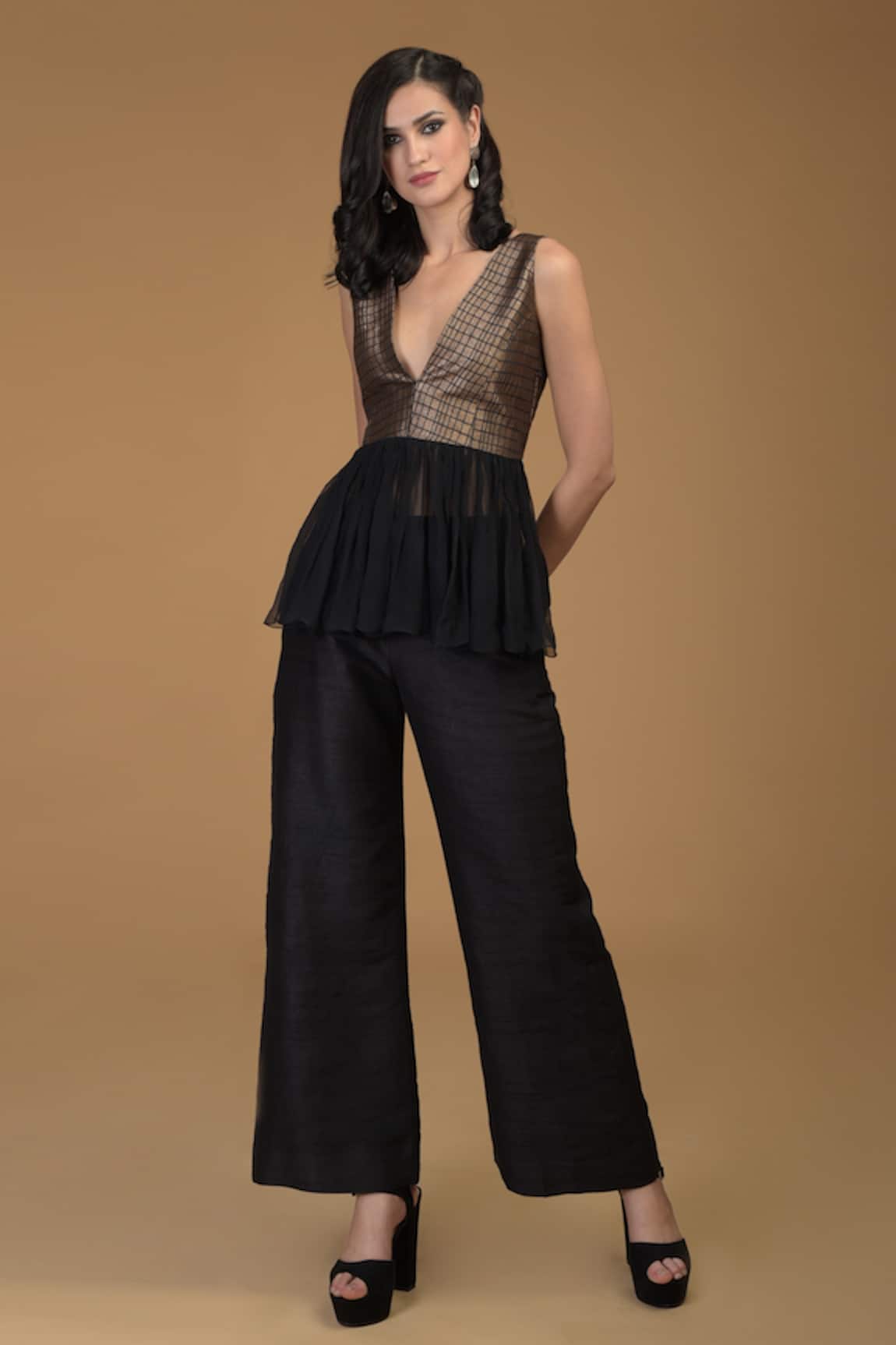 Talking Threads Brocade Peplum Top & Pant Set