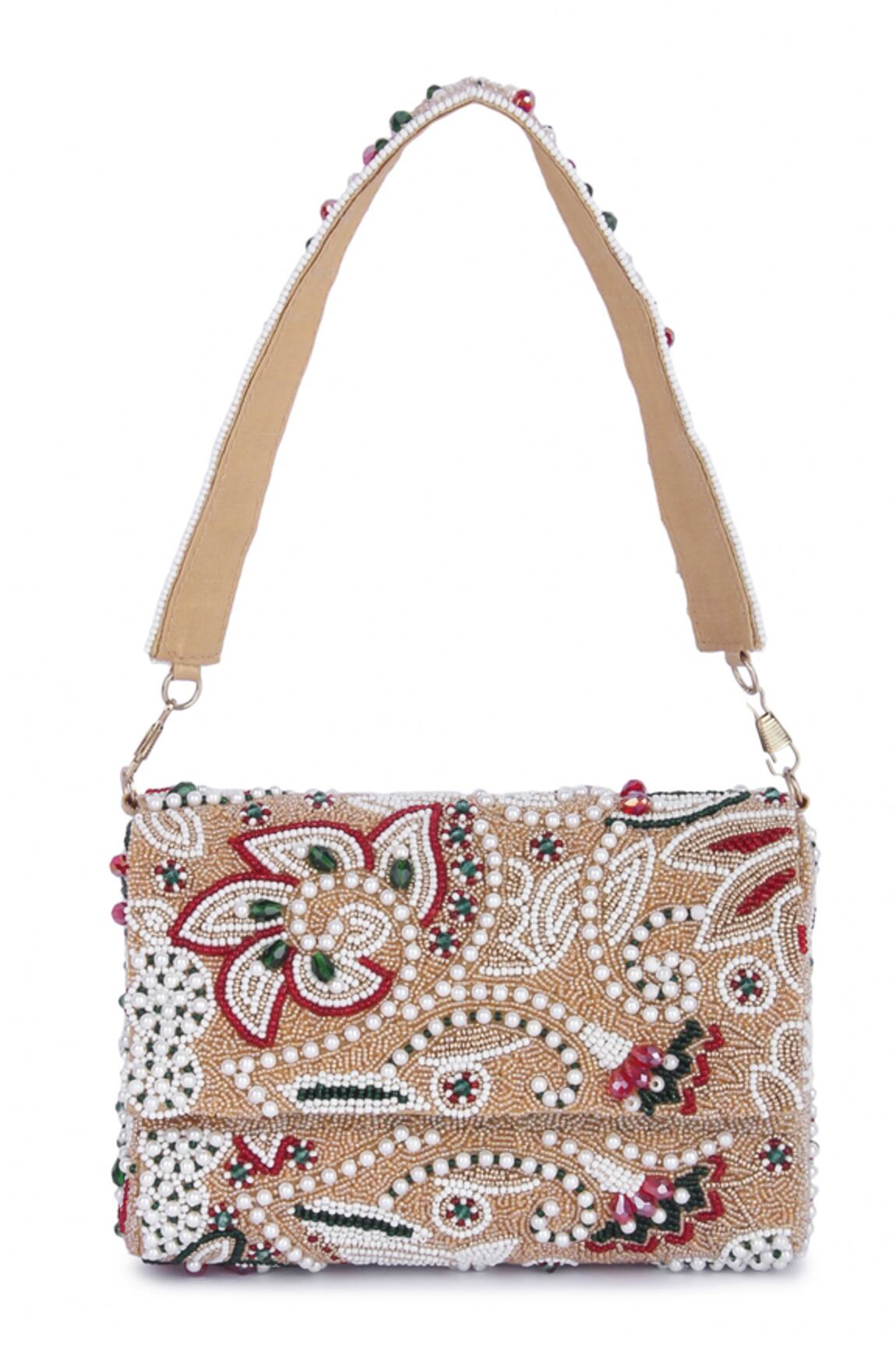 The Purple Sack Embroidered Flap Clutch