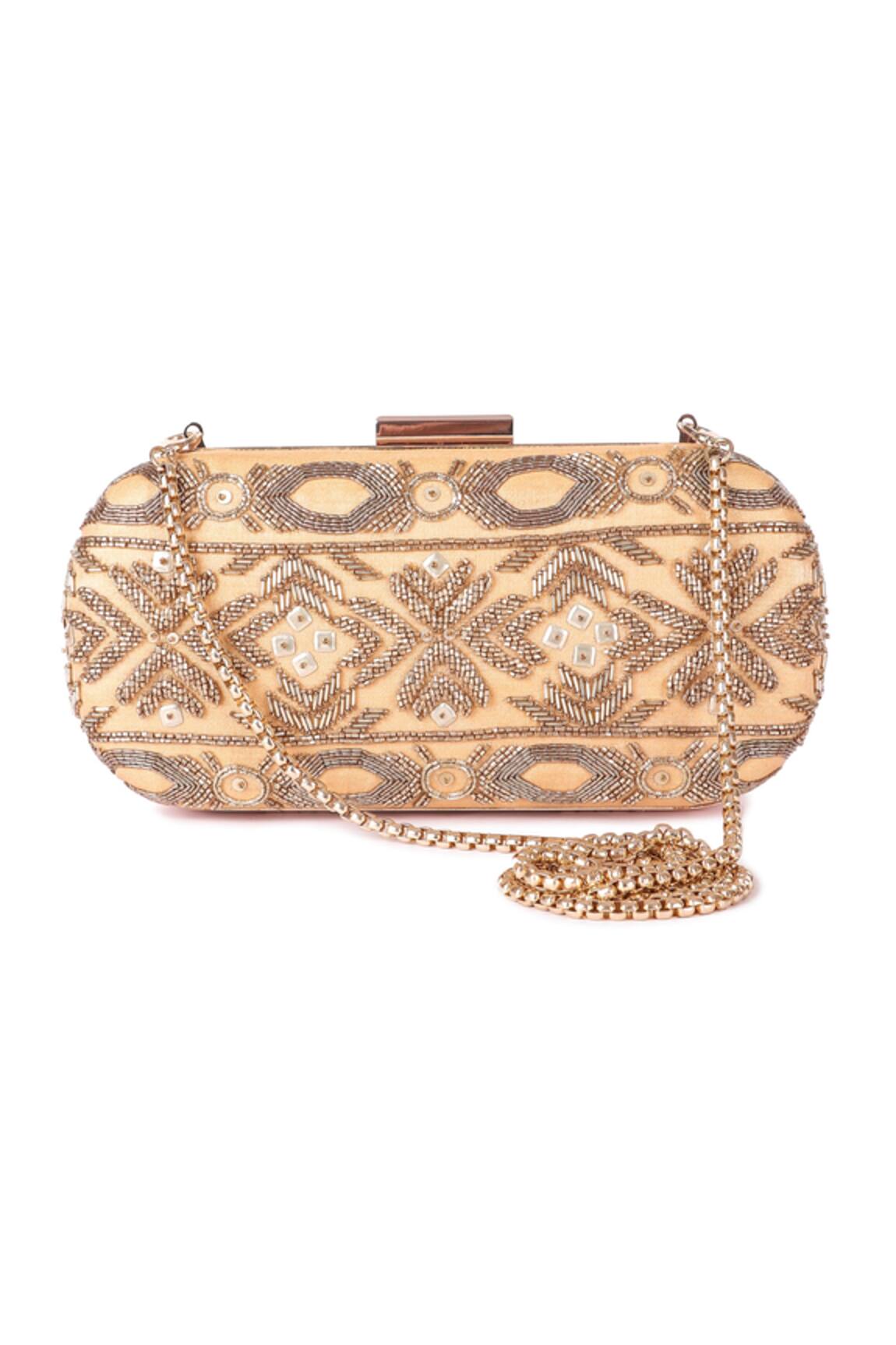 The Purple Sack Embroidered Clutch With Sling