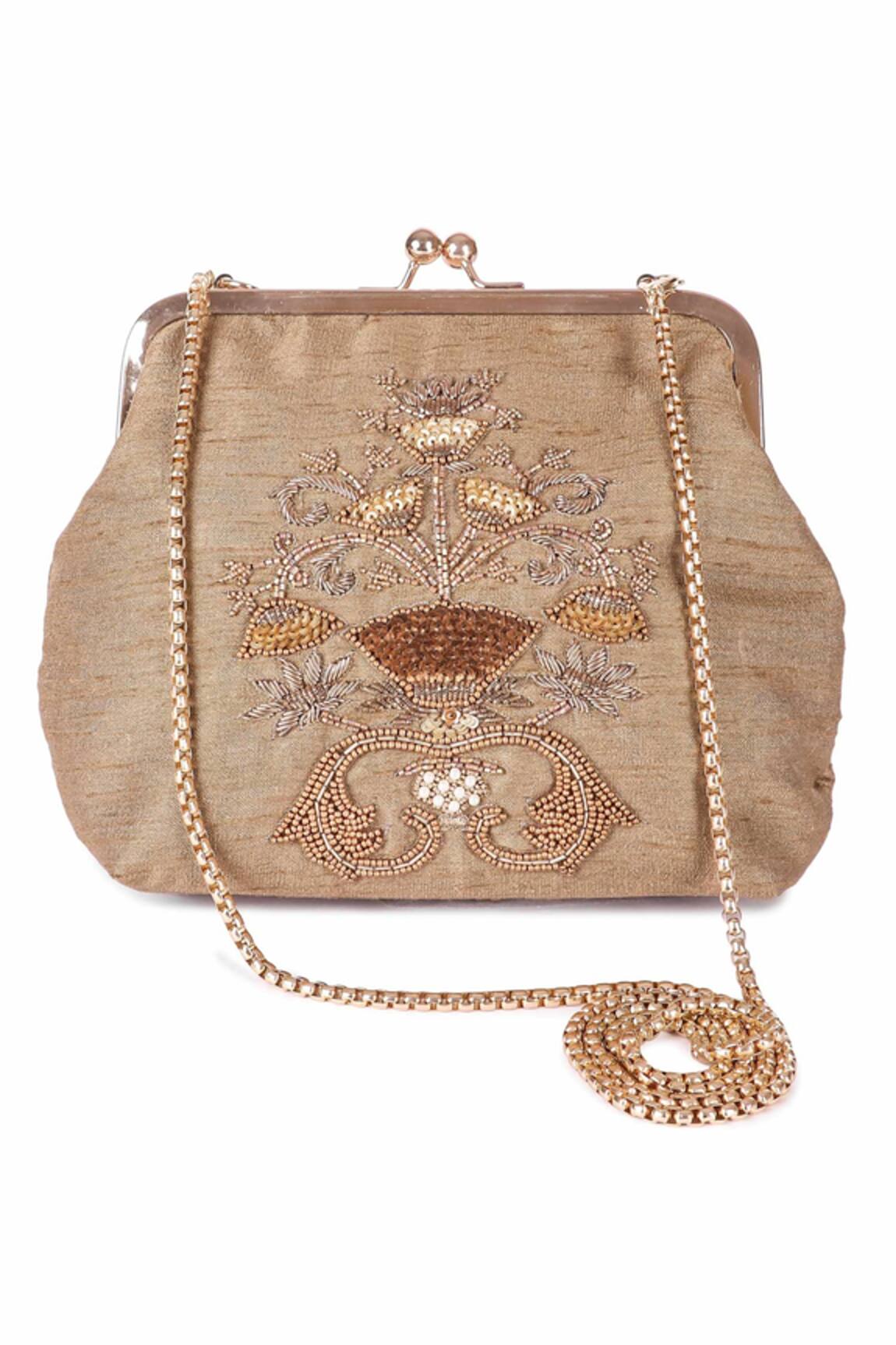 The Purple Sack Embroidered Clutch With Sling