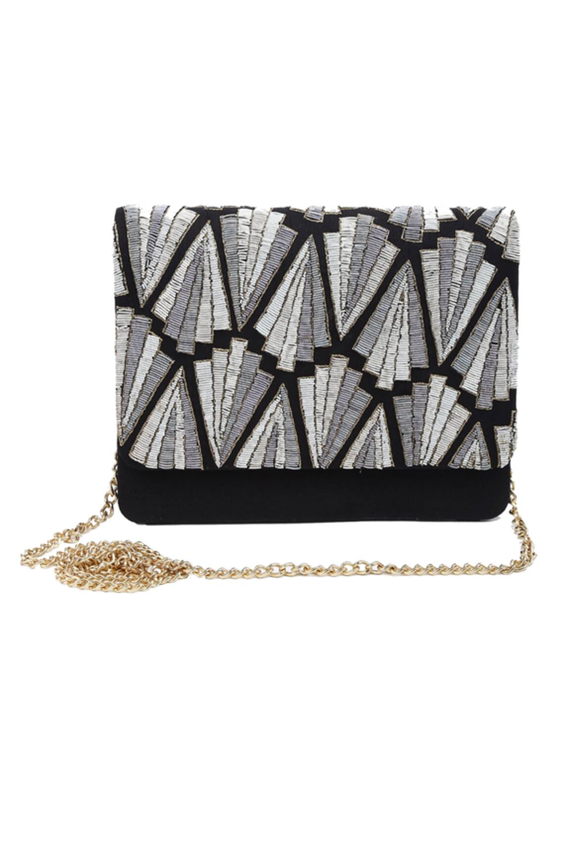 The Purple Sack Embroidered Flap Clutch With Sling 