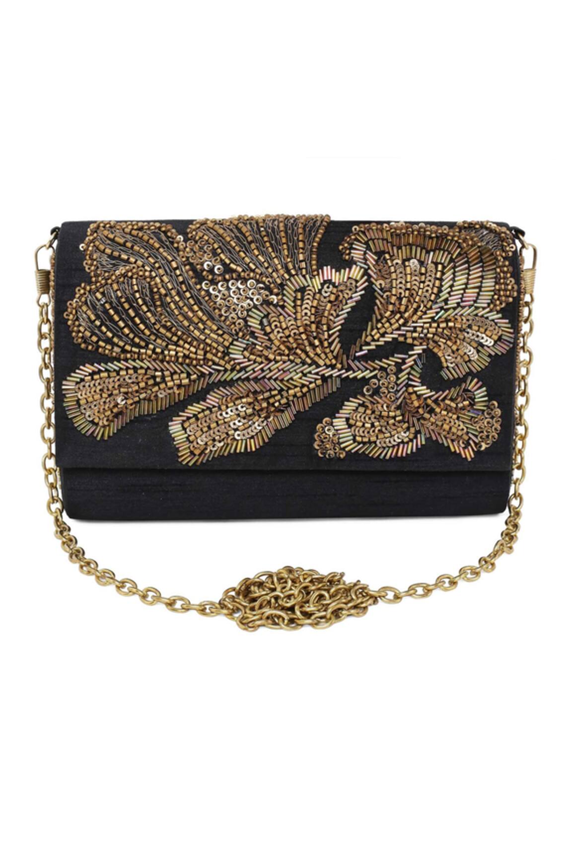 The Purple Sack Embroidered Flap Clutch With Sling