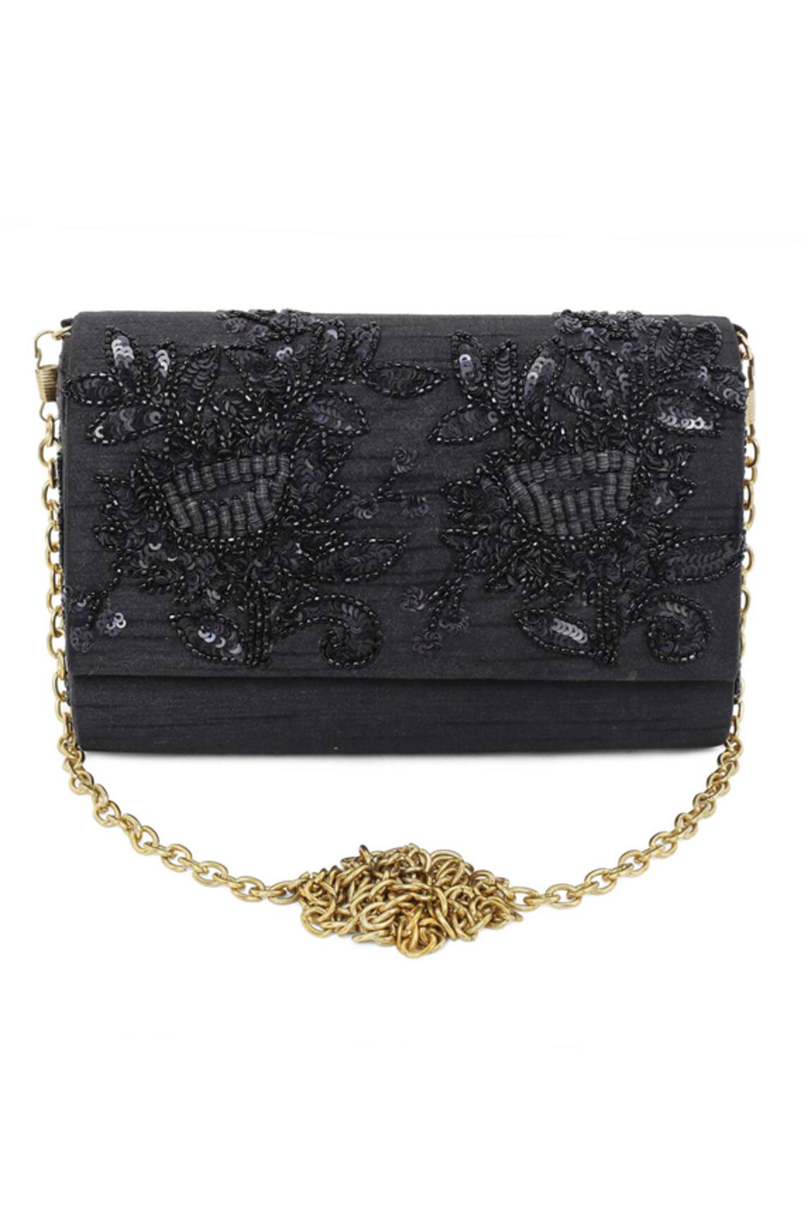 The Purple Sack Embroidered Flap Clutch With Sling