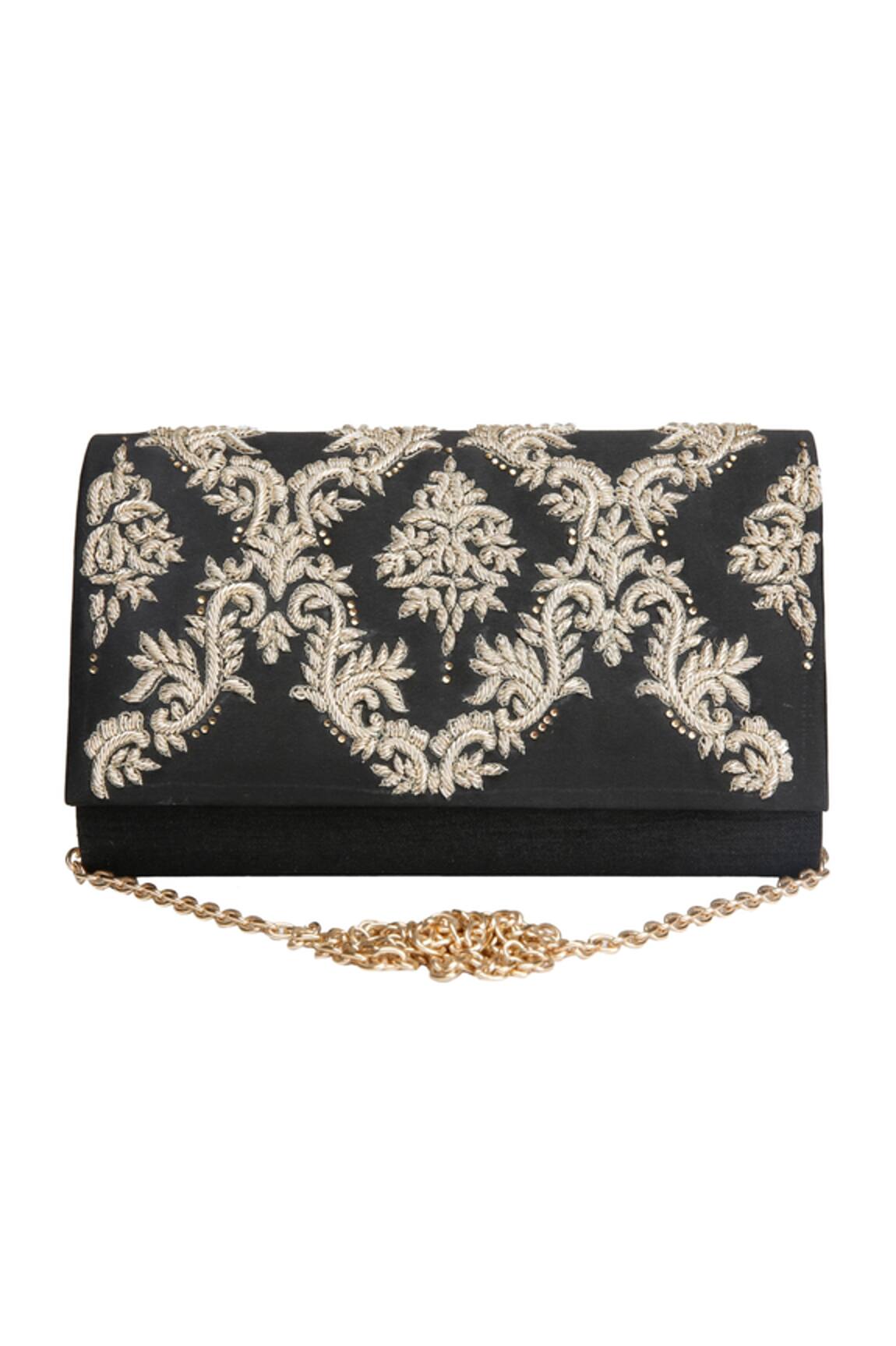 The Purple Sack Embroidered Flap Clutch With Sling