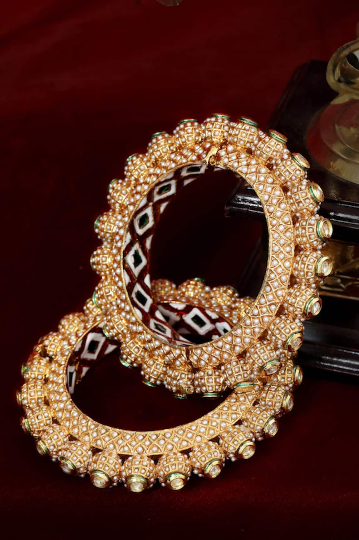 Tizora Handcrafted Rajwada Kundan Pacheli Bangle Single Pc