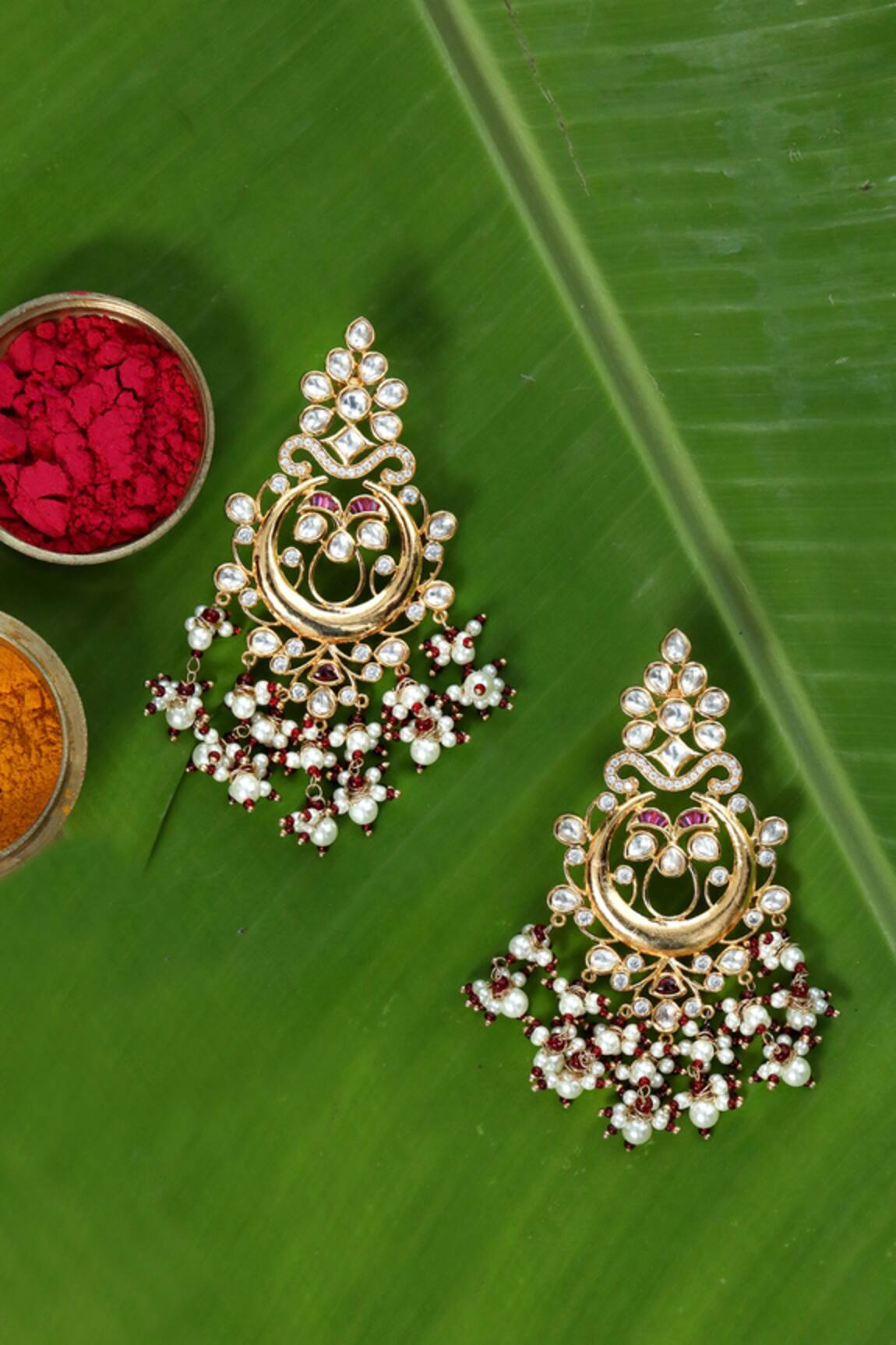 Tizora Polki Bead Drop Chandbalis